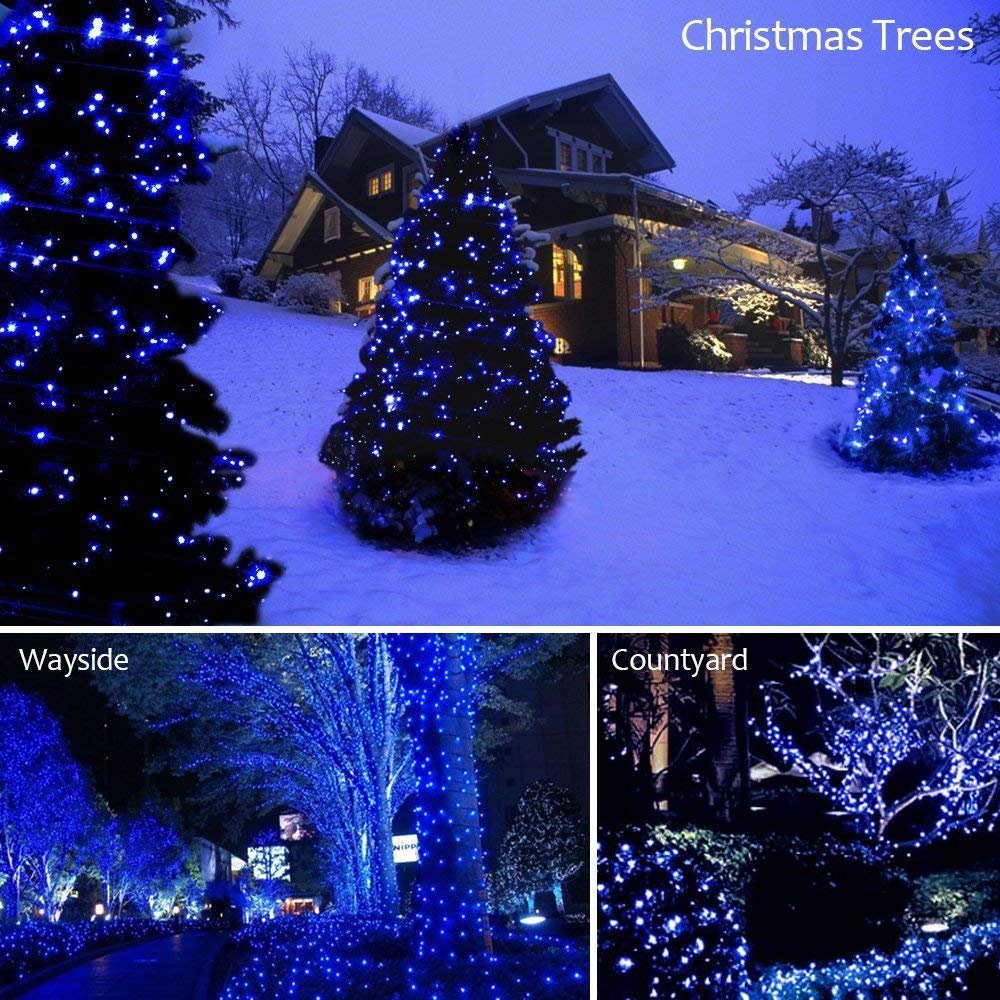 500LED 165ft LED String Lights - Waterproof Fairy Lights with 8 Modes for Indoor/Outdoor Christmas Decorations, Wedding Party, Home, Garden, Patio & Wall Decor (Blue & White) | Perfect for Holiday Lighting, Backyard Parties & Bedroom Ambience