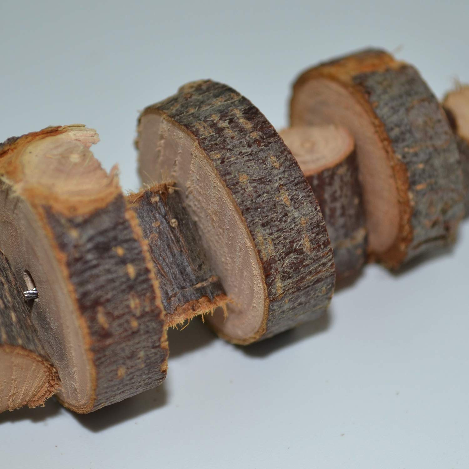 Organic Apple Wood Chew Toys for Small Animals - 2 Pack Natural Bunny, Chinchilla, Guinea Pig & Hamster Teeth Grinding Treats - Perfect for Cage Enrichment & Dental Health