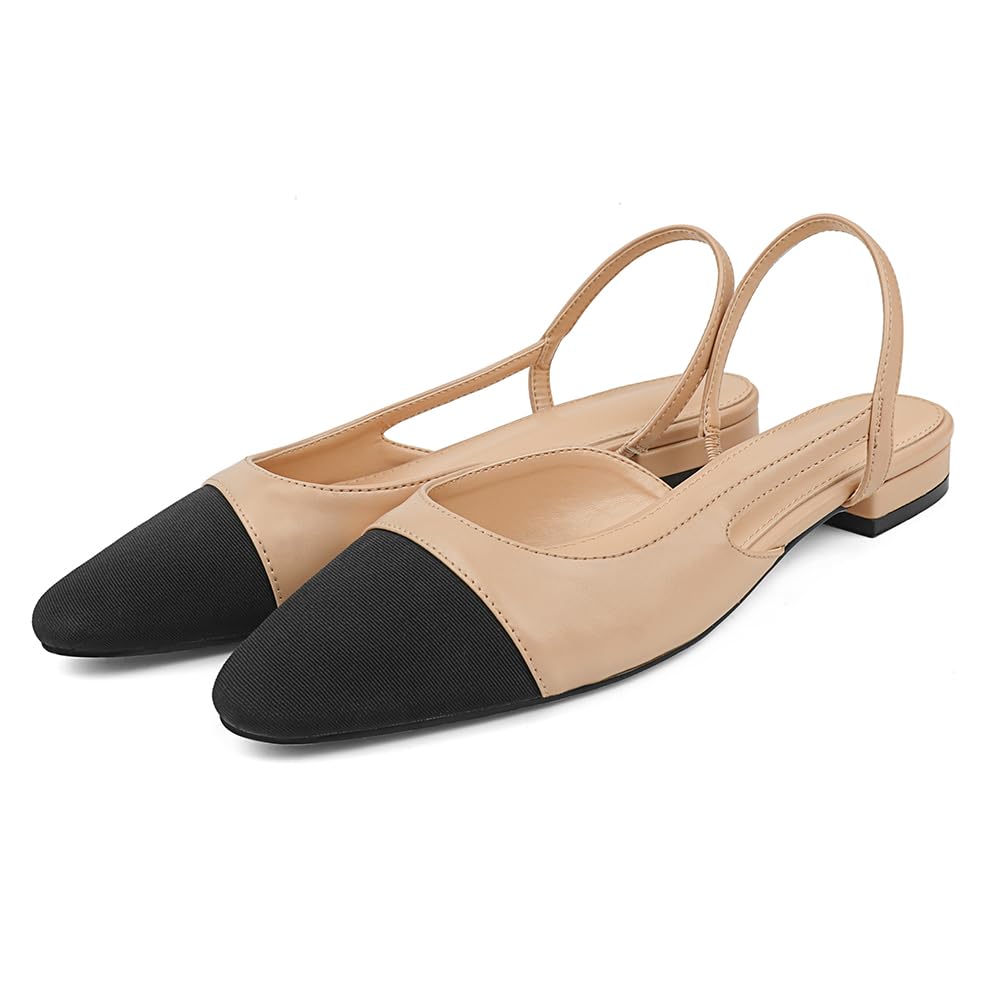 Women's Two-Tone Slingback Block Heels - Comfortable Dress Shoes for Wedding, Party & Office | Elegant Casual & Formal Wear