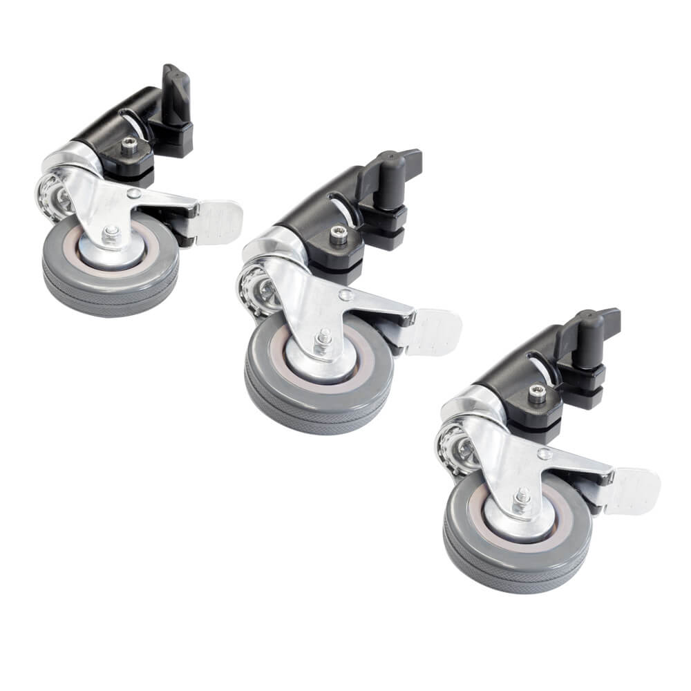 3-Pack 30mm Caster Wheels for Century Stands & C-Stands - Heavy Duty Swivel Casters for Photography, Video & Studio Equipment - Easy Mobility for Light Stands & Tripods