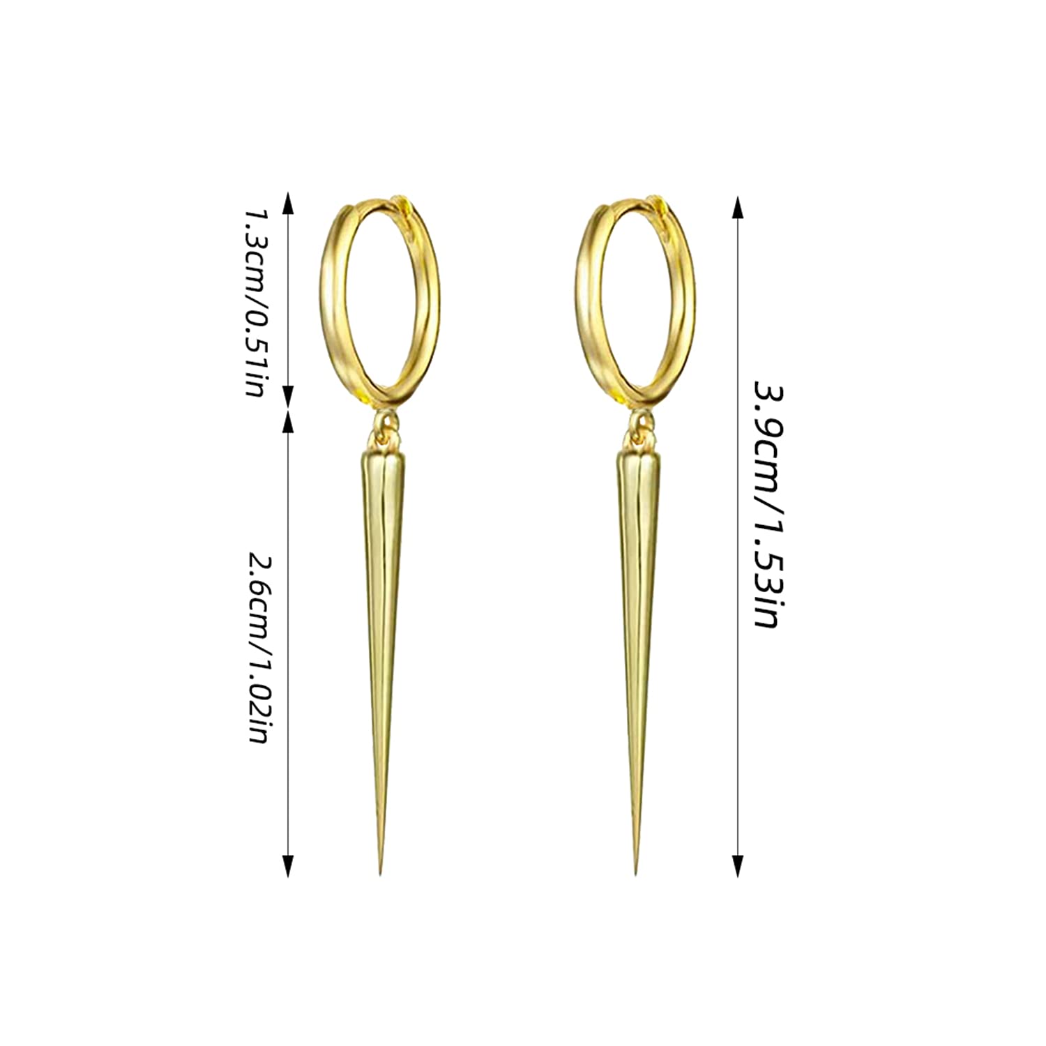 Stainless Steel Spike Dangle Hoop Earrings for Women & Men - Punk Geometric Cartilage Studs for Helix, Tragus & Cuff Piercings | Perfect for Parties, Concerts & Edgy Everyday Style