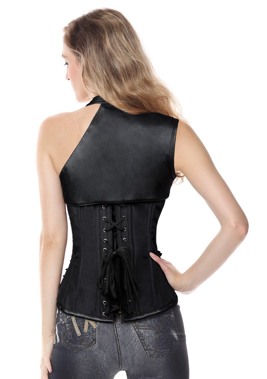 Charmian Women's Steampunk Gothic Corset - Heavy Duty Steel Boned Waist Trainer with Front Zipper | Victorian Costume, Cosplay & Burlesque Outfit