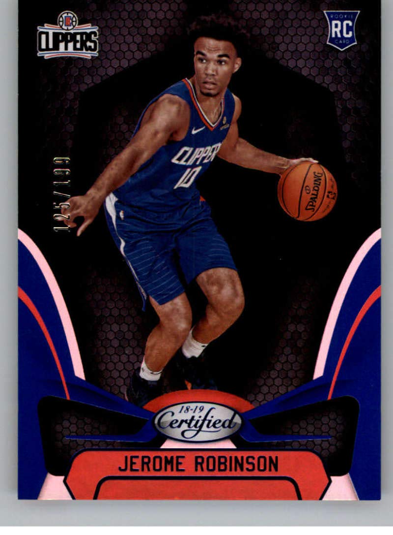 2018-19 Panini Certified Mirror Blue Basketball Card #163 Jerome Robinson SER/199 - Los Angeles Clippers NBA Trading Card - Collectible Memorabilia for Fans & Investors