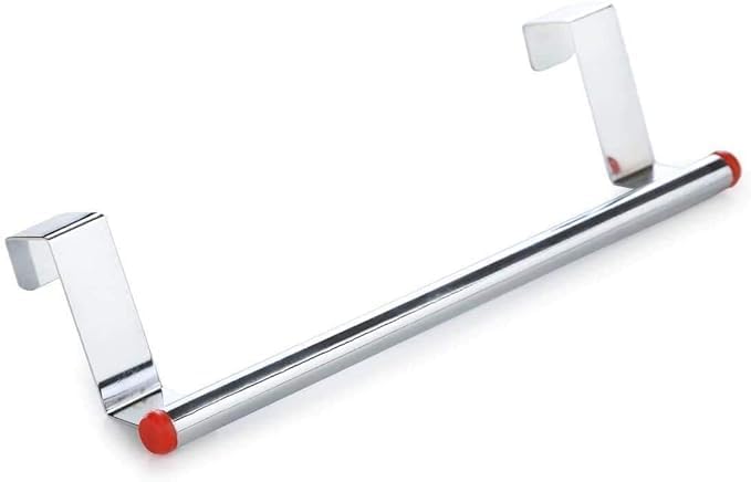 Stainless Steel Adjustable Over Cabinet Towel Bar Holder - Kitchen Drawer & Door Hanging Storage Hook for Dish Towels, Hand Towels & Cloths (Pack of 1) - Perfect for Small Kitchens, Bathrooms & RV Spaces