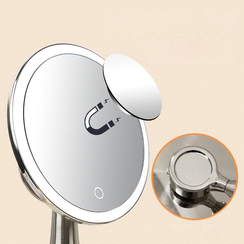 Nordic LED Makeup Mirror with Smart Touch Control - Large Lighted Vanity Mirror for Makeup & Dressing Table - Portable Desktop Cosmetic Mirror with Adjustable Brightness - Perfect for Home, Salon, and Travel Beauty Routine
