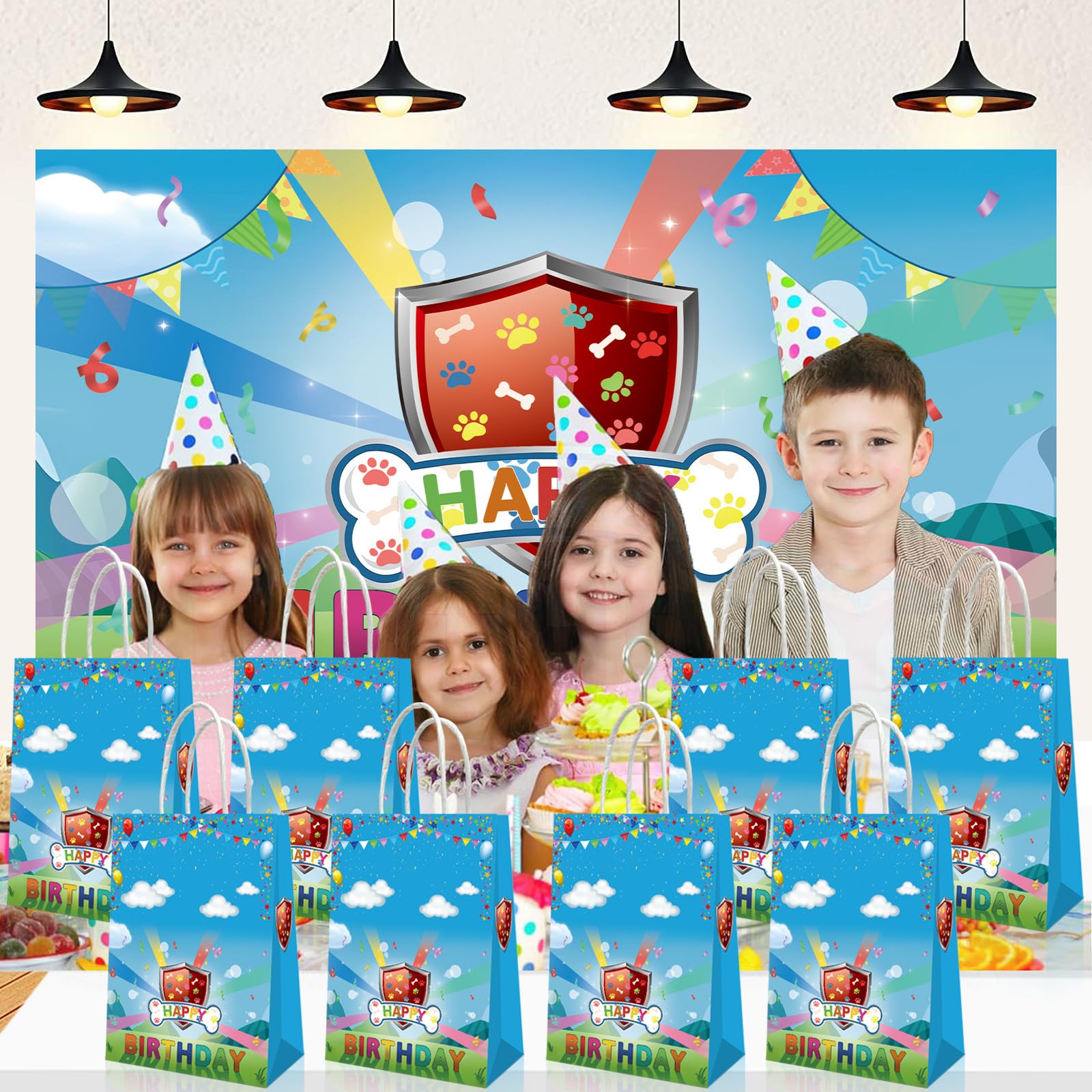 20-Piece Dog-Themed Party Decorations Kit - Includes Birthday Party Supplies, Gift Bags & Candy Bags for Kids (Boys & Girls) - Perfect for Dog Birthday Parties, Themed Events & Classroom Celebrations