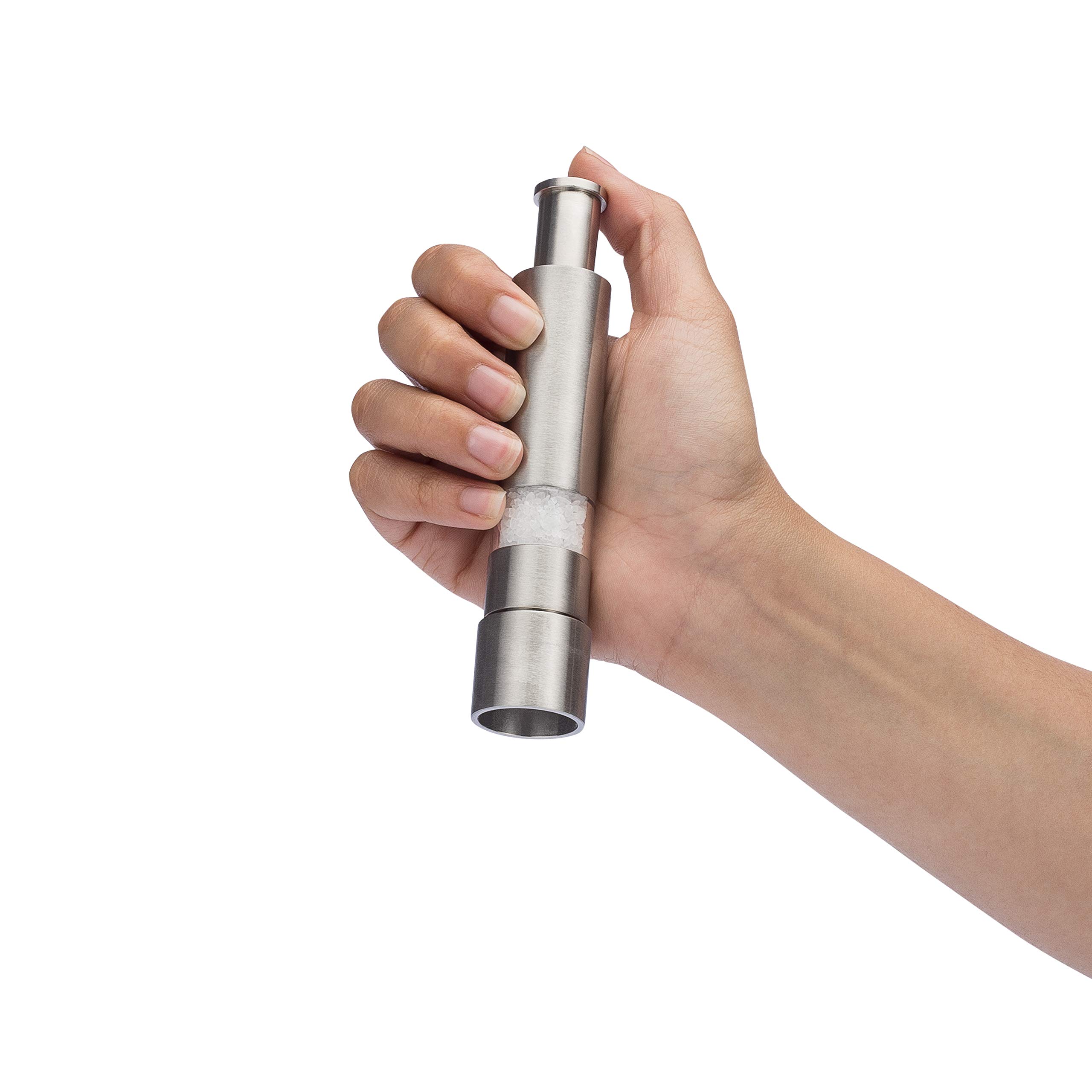 Premium Salt and Pepper Grinder Set - Refillable Manual Pump & Grind Mill with Thumb Press - Ideal for Kitchen, Dining Table & Gourmet Cooking