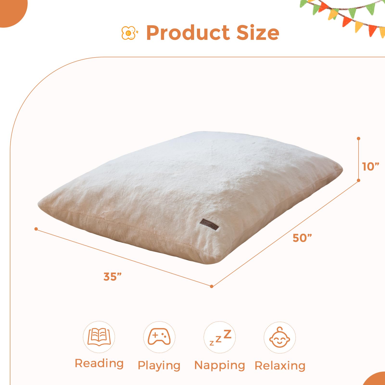 MAXYOYO 3-in-1 Kids Bean Bag Chair Bed - Soft Faux Fur Floor Sofa for Children, Gaming, Reading & Nap Time - Cozy Beige Lounge Chair for Bedroom, Playroom & Dorm Room
