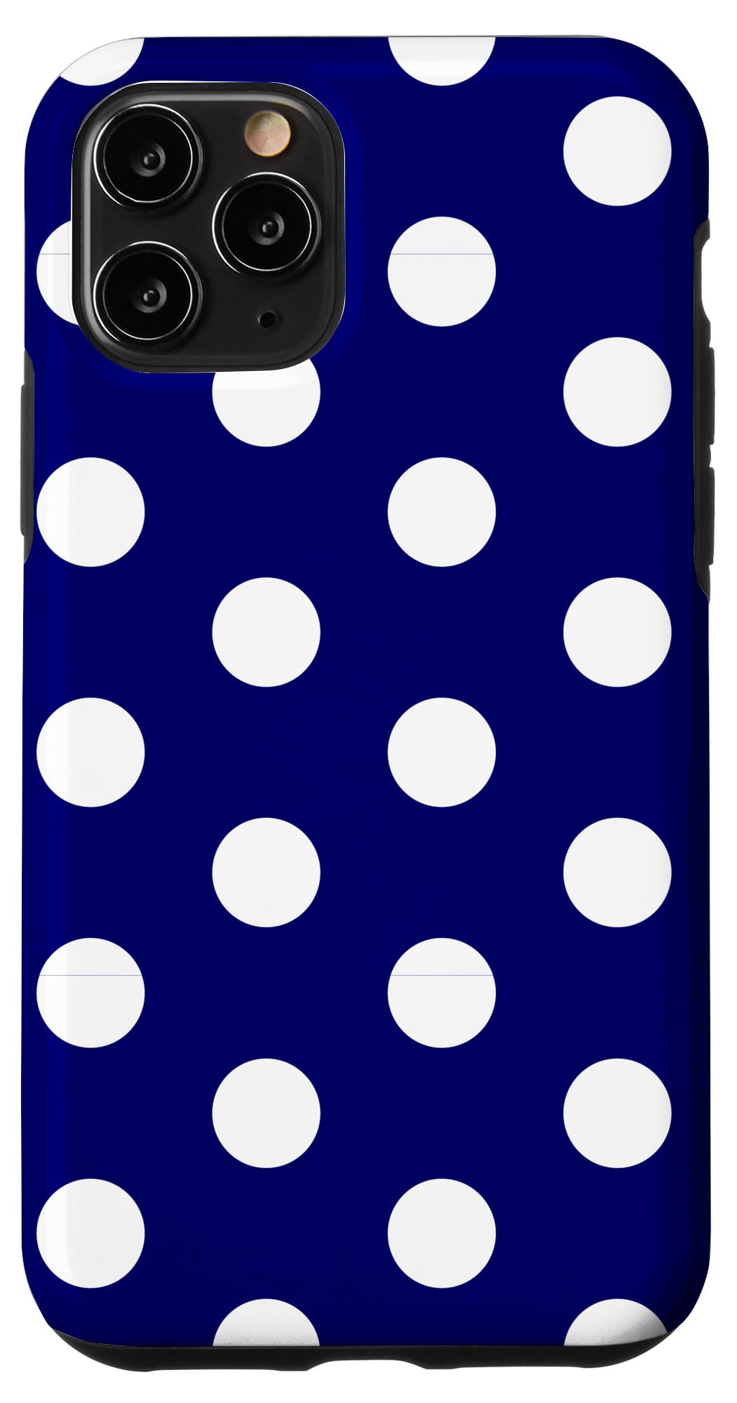 iPhone 11 Pro Case - Navy & White Polka Dot Pattern Protective Cover | Slim Fit, Shockproof, Scratch Resistant | Perfect for Daily Use, Travel & Gift Giving
