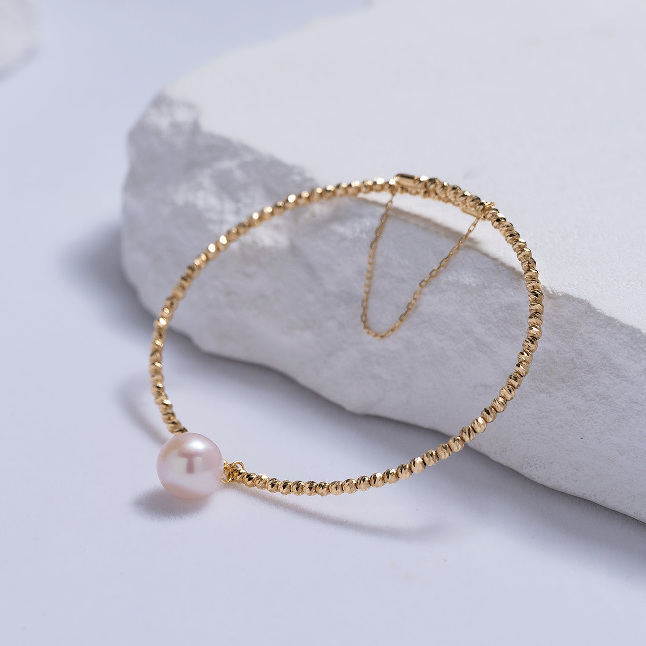 18K Solid Gold Freshwater Pearl Bracelet for Women - Elegant & Dainty Jewelry Gift (KB00015) | Perfect for Weddings, Anniversaries & Special Occasions