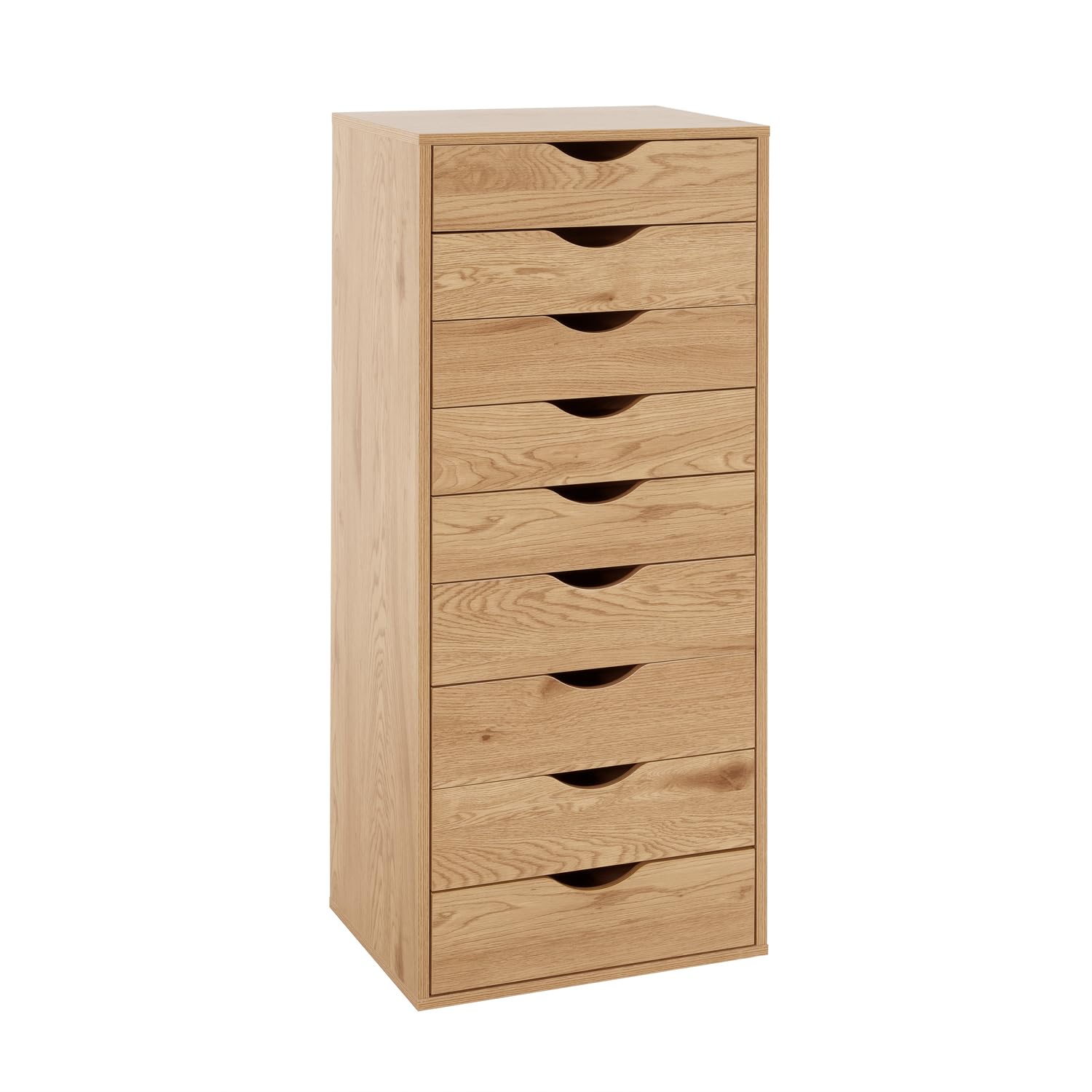 Naomi Home 9-Drawer Dresser for Bedroom - Stylish Tall Makeup Vanity with Storage Shelves, Small Closet Organizer (200 lbs Capacity) in Natural Finish - Perfect for Bedroom Storage & Makeup Organization