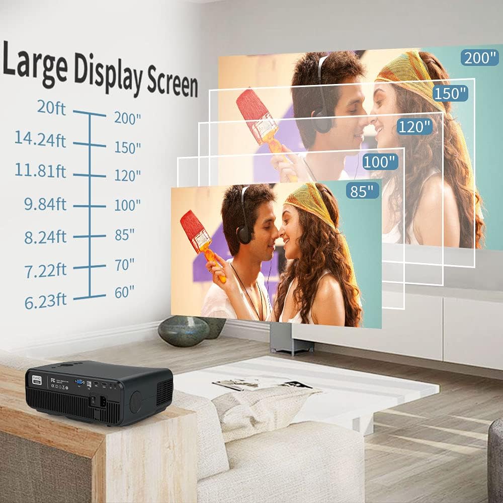 Smart Ultra HD Projector with WiFi & Bluetooth - Native 1080P Home Theater Projector | 4K Supported | Built-in Android OS | YouTube & Netflix Ready | 200