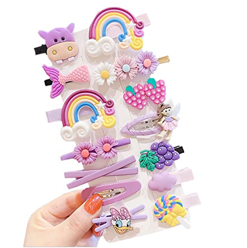 FAMEZA 10 Pcs Rainbow Pearl Hair Clips - Fashion Hair Accessories for Women & Girls, Sweet Hair Clips for Styling, Cute Hairpins for School, Party & Daily Use (Includes 14-Piece Plush Flower Set)
