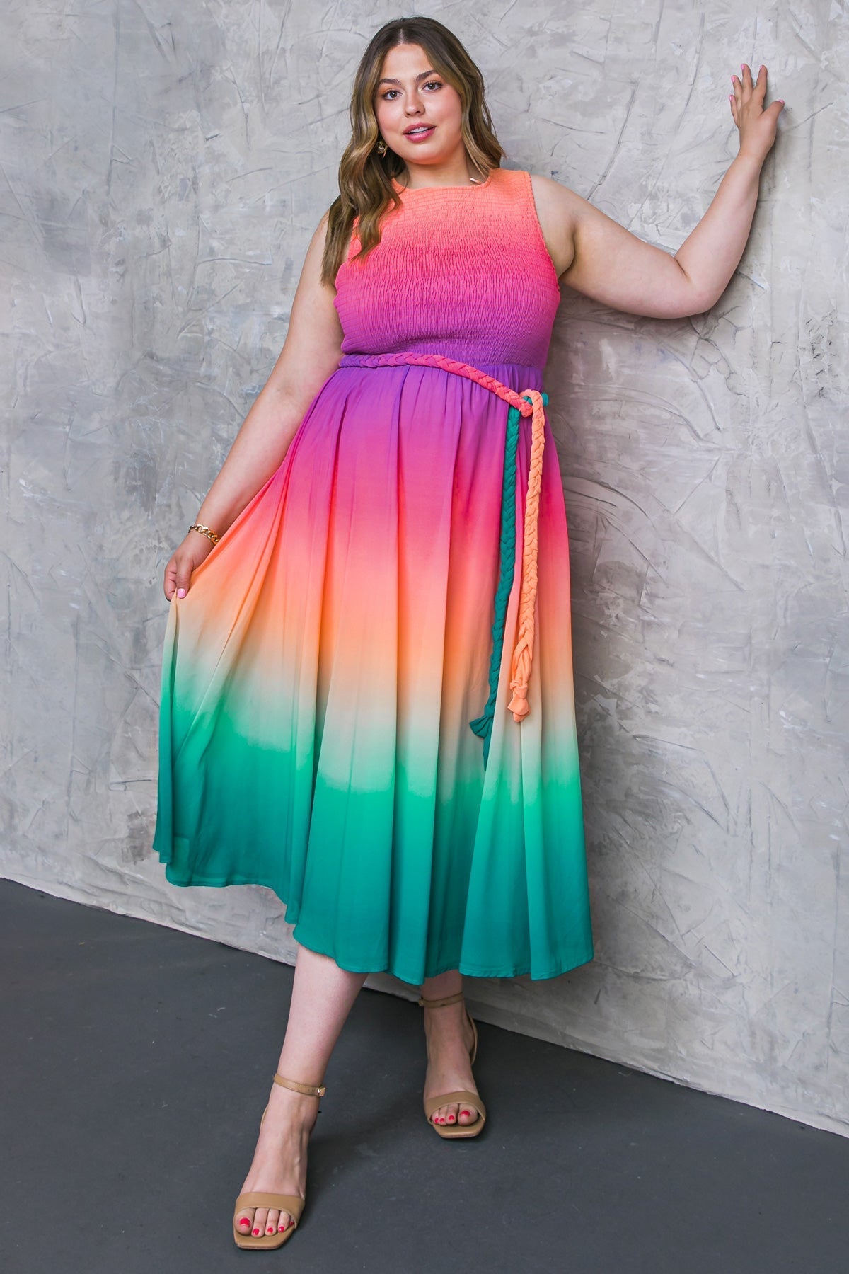 Elegant Woven Midi Dress for Women | Flowy Summer Dress for Casual Wear, Beach Outings & Date Nights