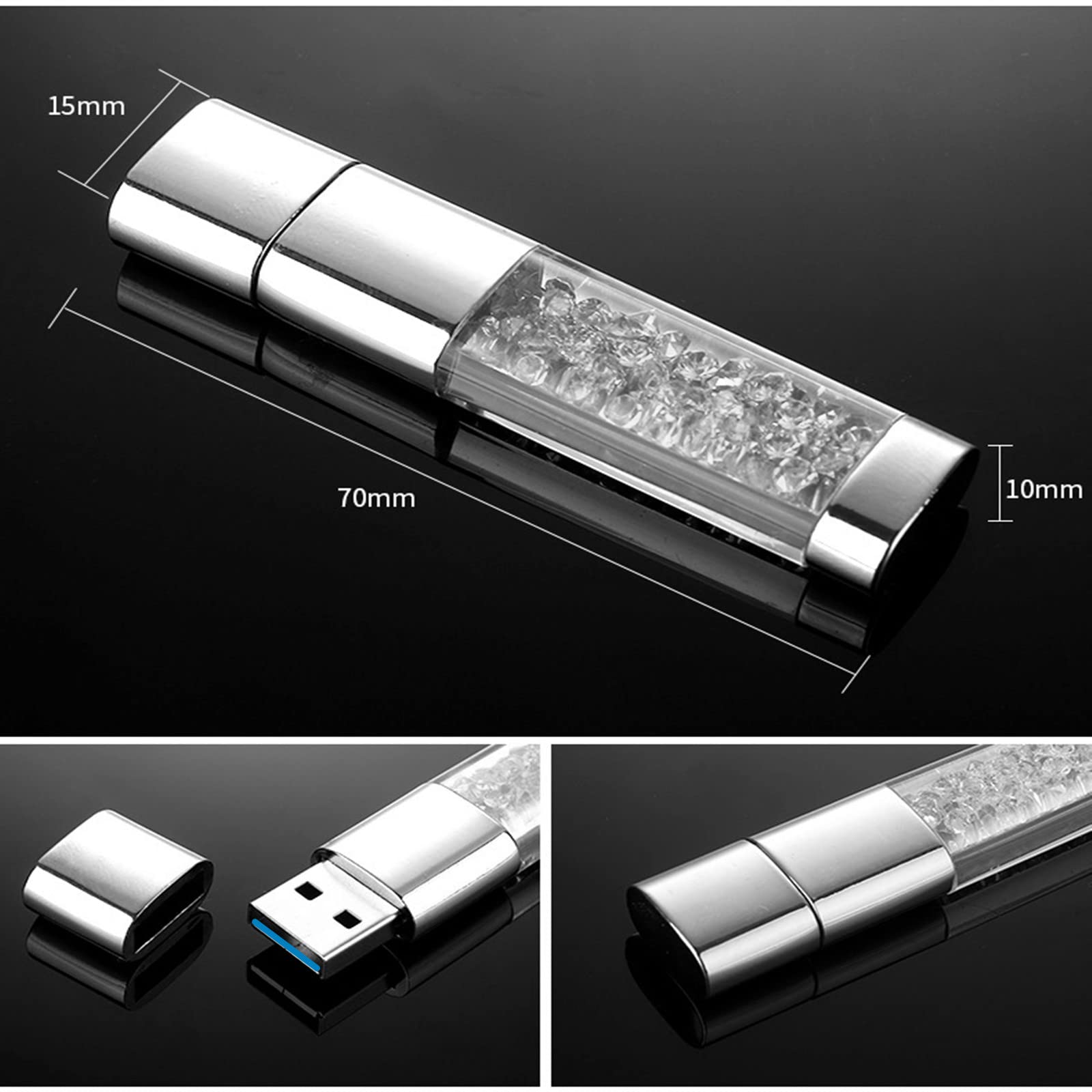 FeliSun Kristall 32GB USB 3.0 Flash Drive - Pink External Memory Stick for Data Storage, Fast Transfer Speed - Perfect for Birthday Gifts, Wedding Favors, Office Use & School Projects
