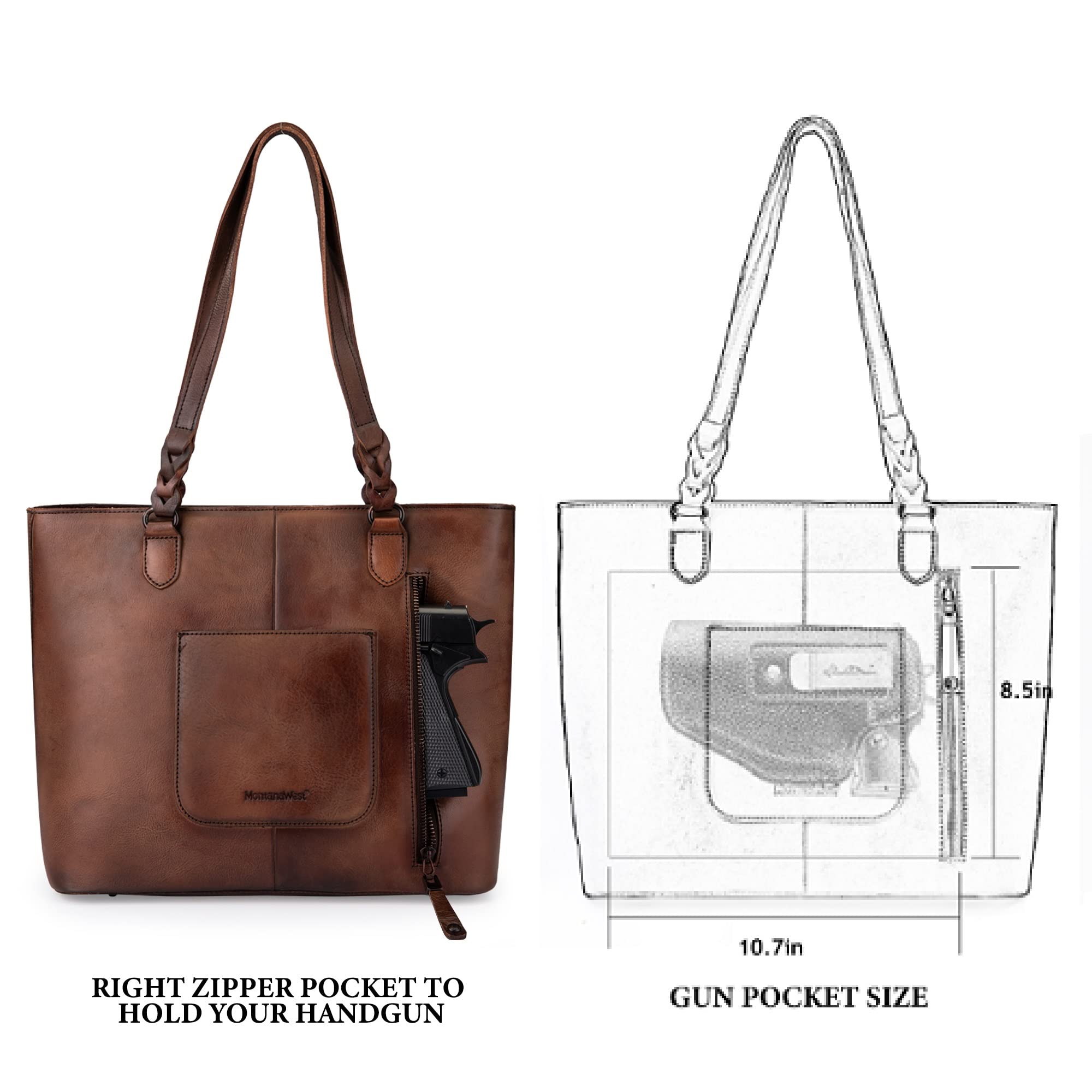 Montana West Genuine Leather Tote & Hobo Bag for Women - Large Coffee Shoulder Handbag with Laptop Compartment MWG02-G9068CF | Perfect for Work, Travel & Everyday Use