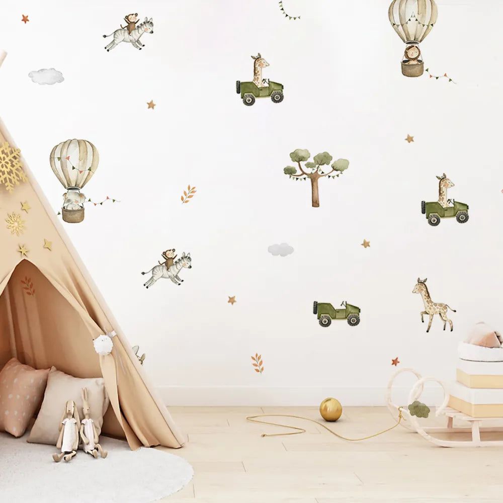 Animal Balloon Wall Stickers - Fun Nursery Room Decor for Kids | Perfect for Baby Shower, Birthday Party & Children's Bedroom Decoration