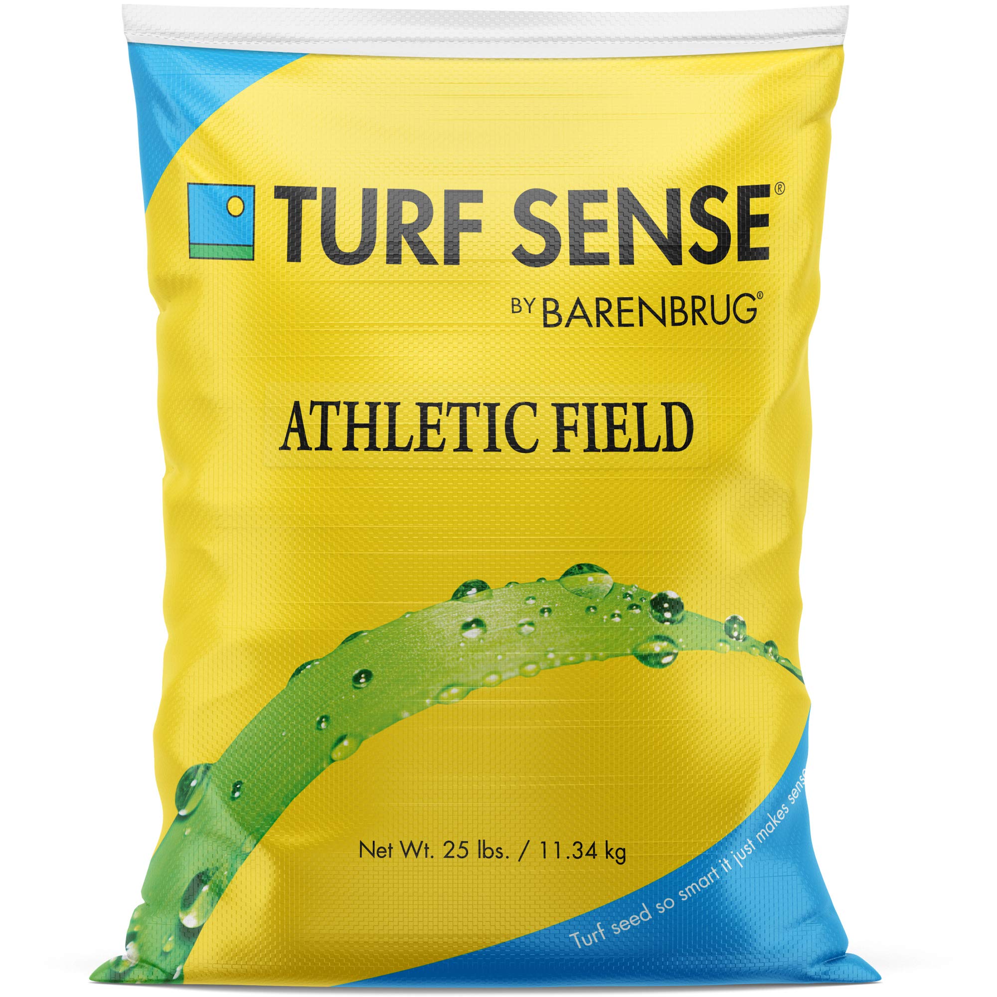 Barenbrug 25626 Turf Sense Athletic Field Grass Seed - 25 LB Bag for Sun & Partial Shade Areas | High-Performance Sports Turf for Football, Soccer & Playgrounds