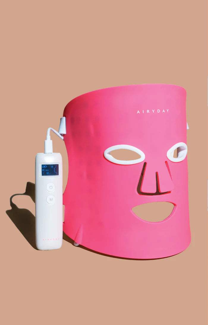 Airyday Bright On LED Face Mask - Red Light Therapy for Skin Rejuvenation, Anti-Aging & Acne Treatment - Perfect for At-Home Skincare Routine & Spa Days
