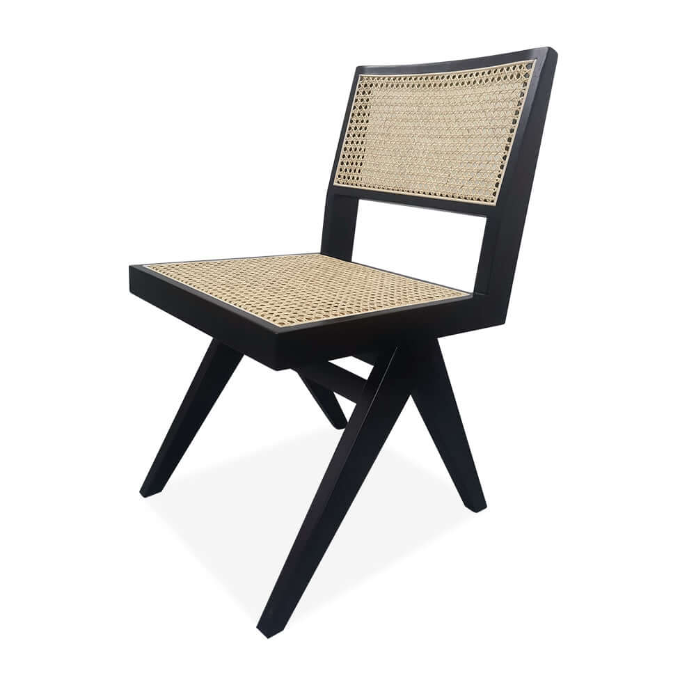 Modern Black Accent Chair with Rattan & Ash Wood - Stylish Home Decor for Living Room, Bedroom or Office - Perfect for Relaxing & Reading