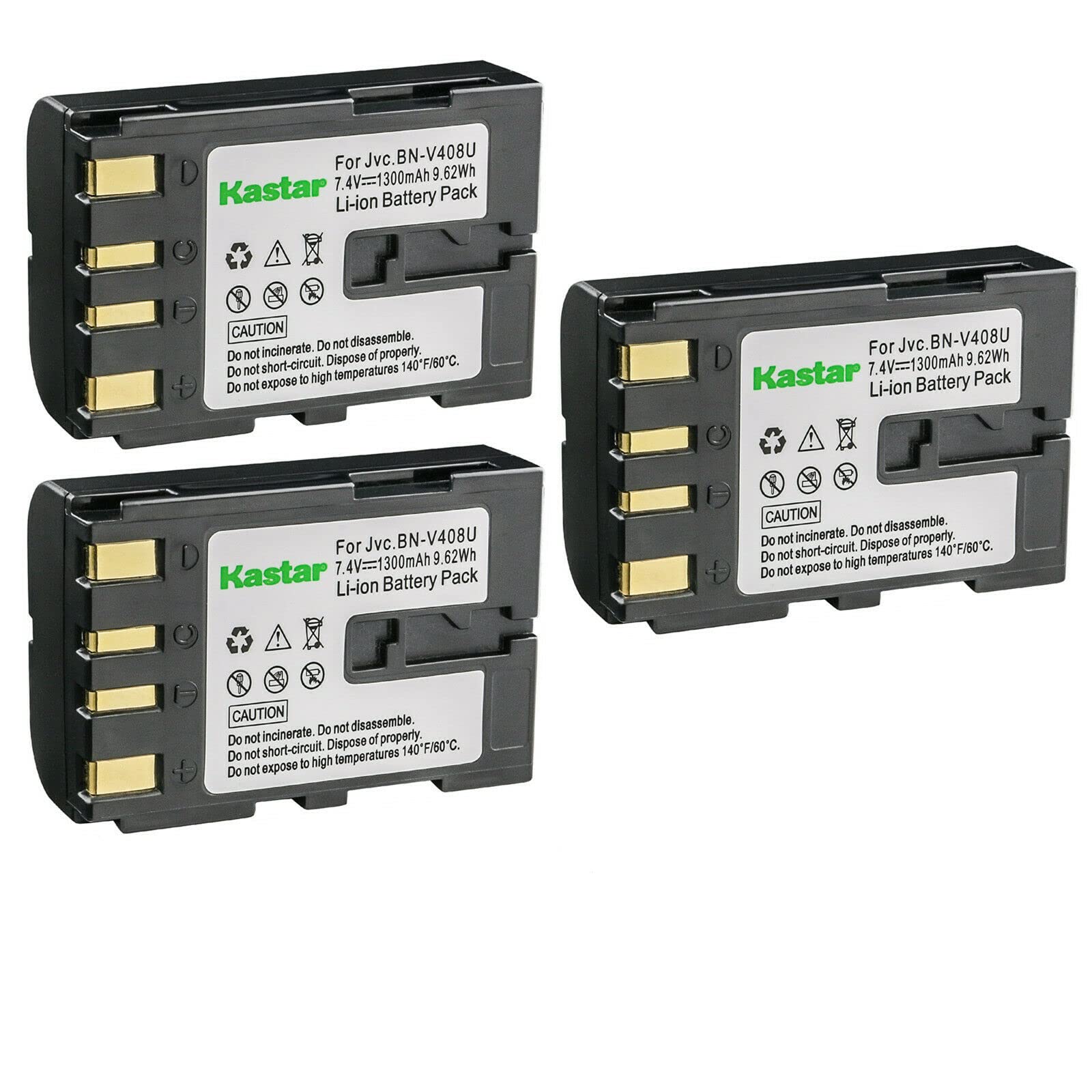 Kastar BN-V408 3-Pack Replacement Battery for JVC GR-D90/D91/D92/D93/D94/D95/D200/D220/D225/D230 Cameras - Perfect for Travel, Vlogging & Professional Videography