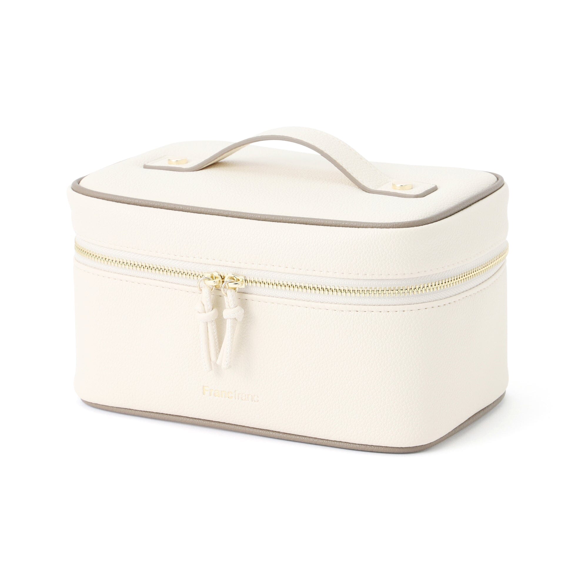 Bicolor Vanity Pouch S Ivory - Elegant Cosmetic Bag for Women | Perfect for Travel, Makeup Storage & Gift Giving