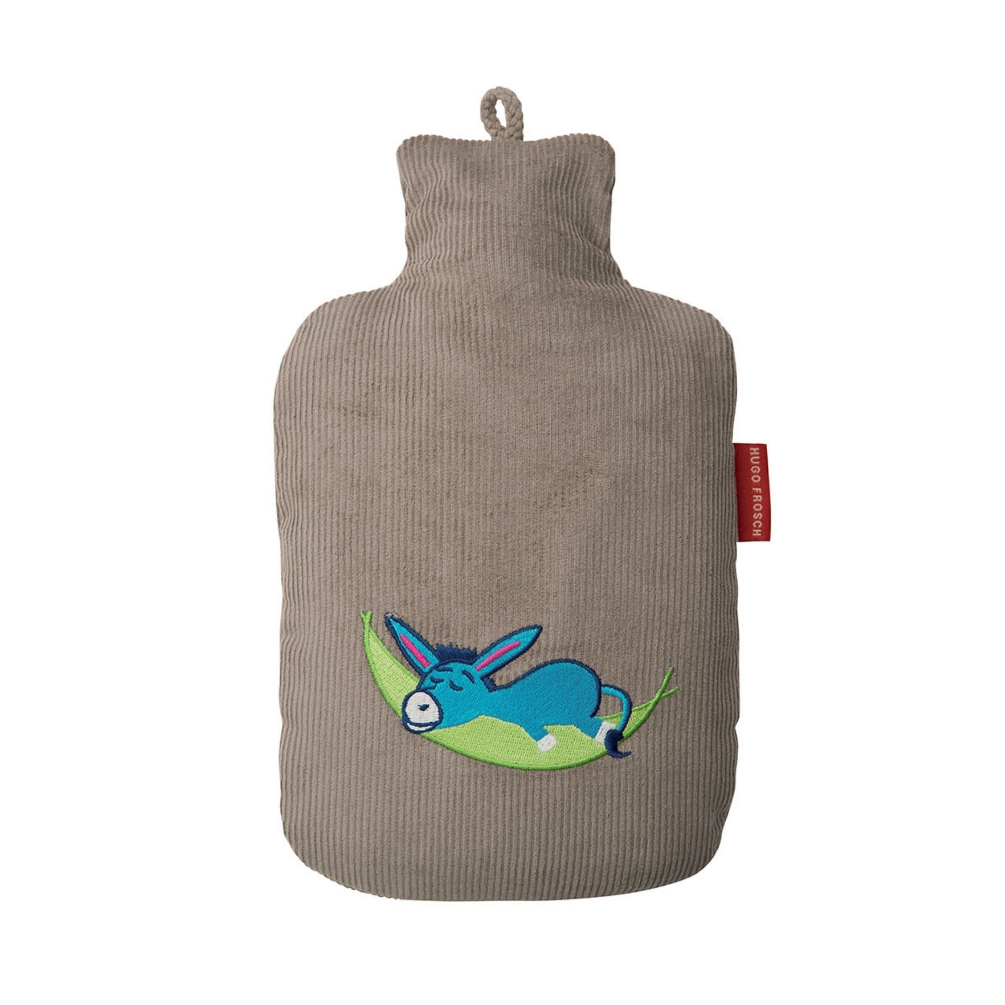 Eco-Friendly 0.8L Hot Water Bottle with Cute Donkey Cover - BPA Free, Rubberless Design for Pain Relief & Warmth - Perfect for Cold Nights, Period Cramps, and Winter Comfort