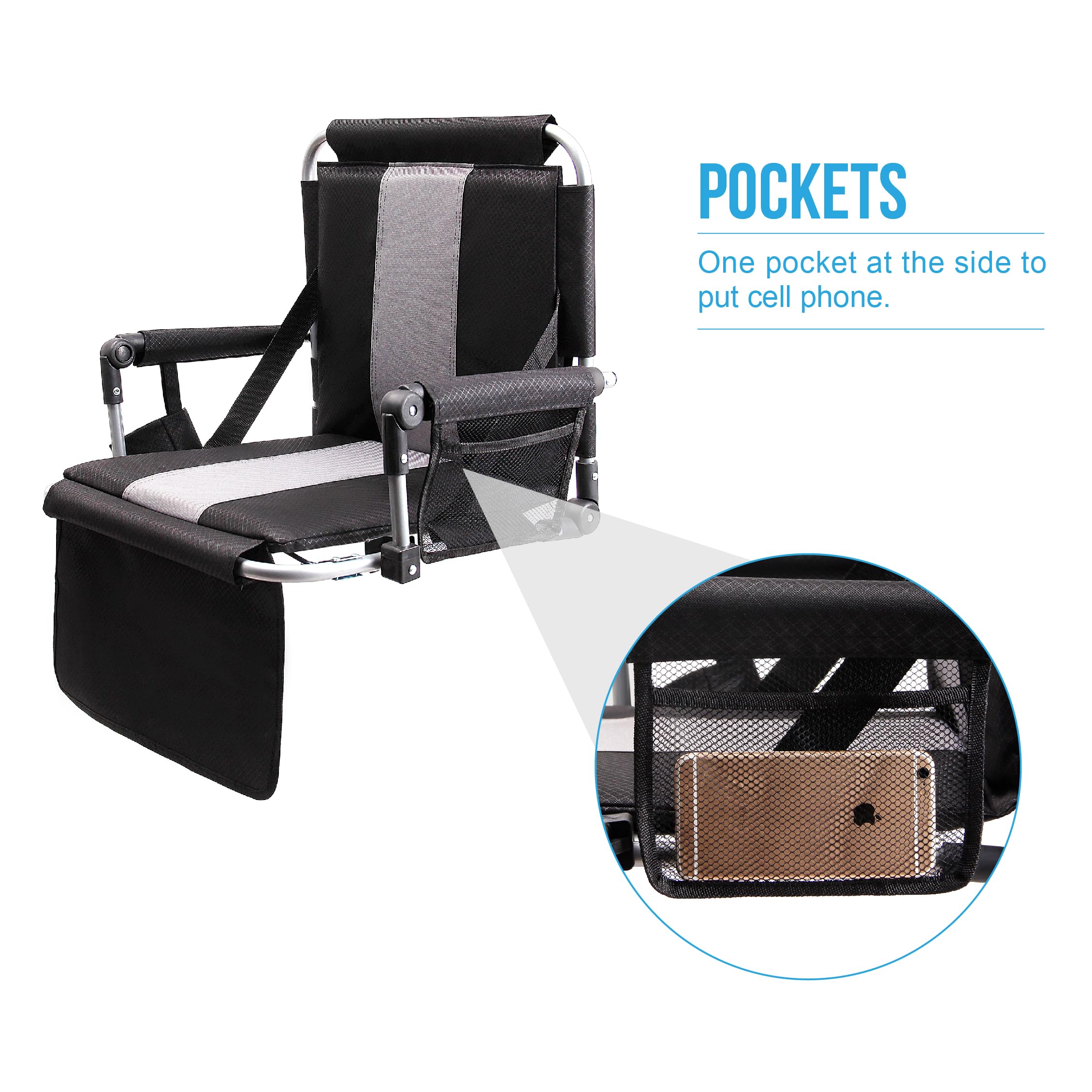 ALPHA CAMP Stadium Seat Chair with Back & Arm Rest - Portable Bleacher Seat for Football Games, Concerts & Outdoor Events