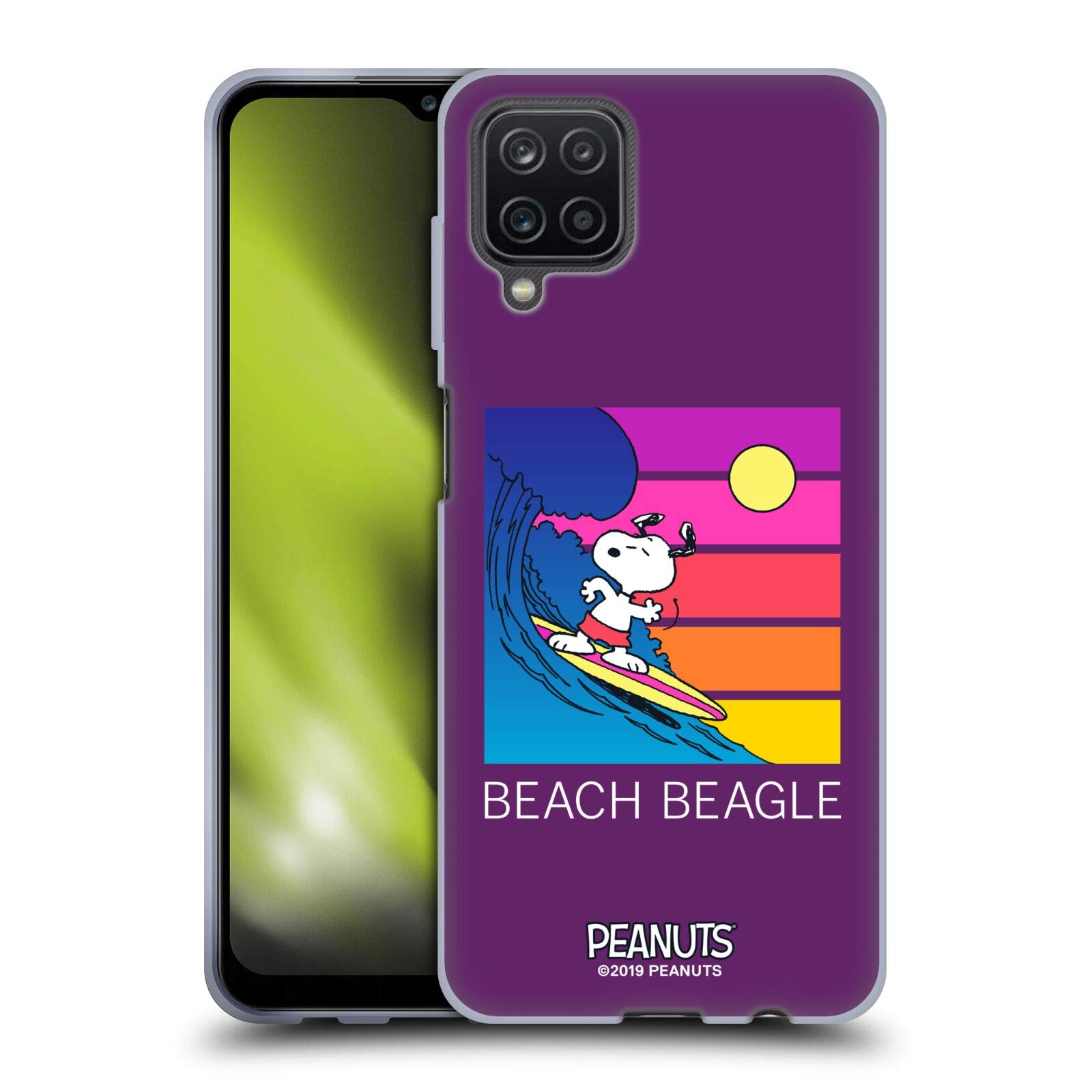 Peanuts Beach Beagle Snoopy Aloha Disco Soft Gel Case for Samsung Galaxy A12 (2020) | Officially Licensed by Head Case Designs | Perfect for Summer Vacations, Beach Days, and Tropical Getaways