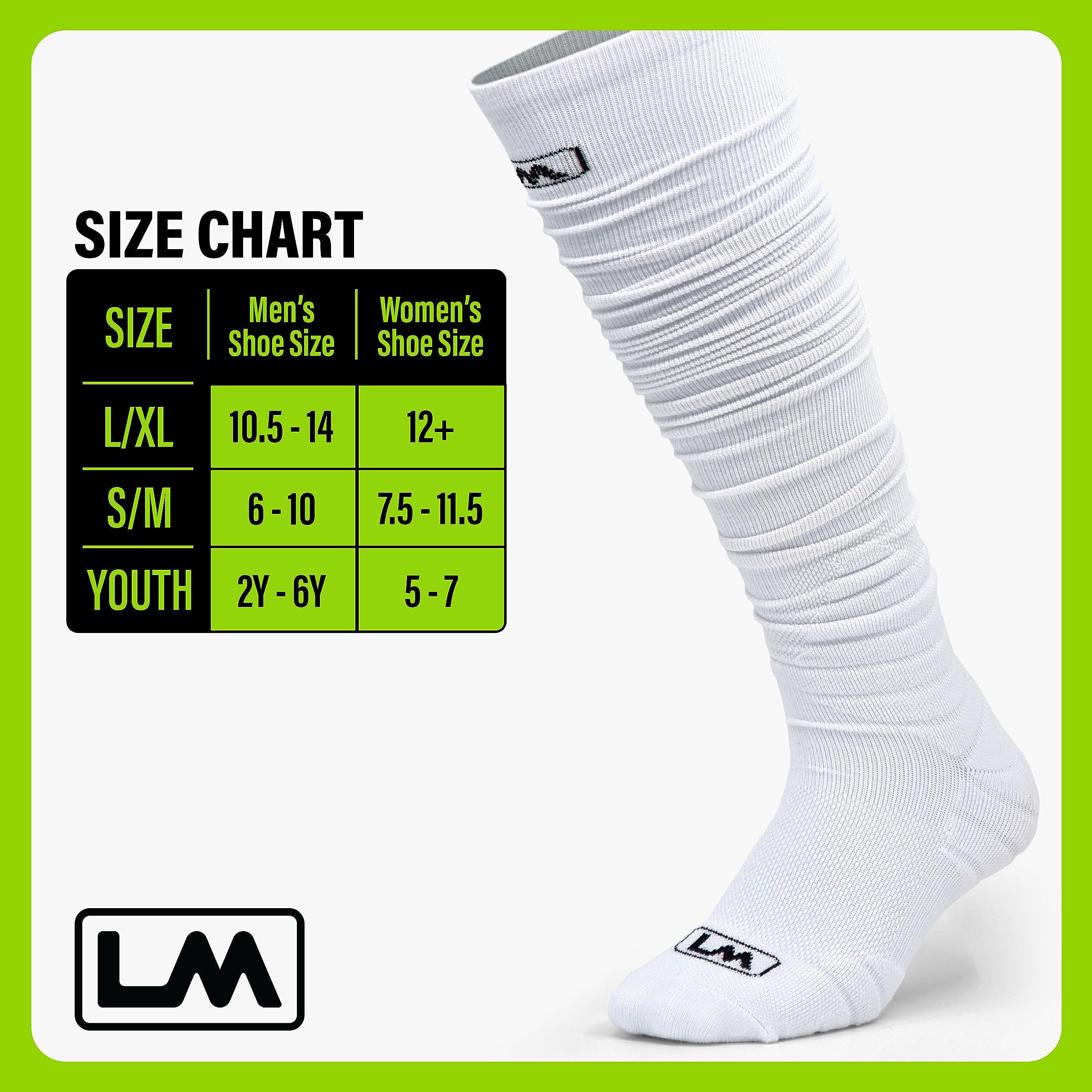 Loudmouth Football Scrunch Socks - Extra Long Padded Athletic Socks for Men, Women & Youth | Comfortable Performance Socks for Soccer, Football & Sports Training