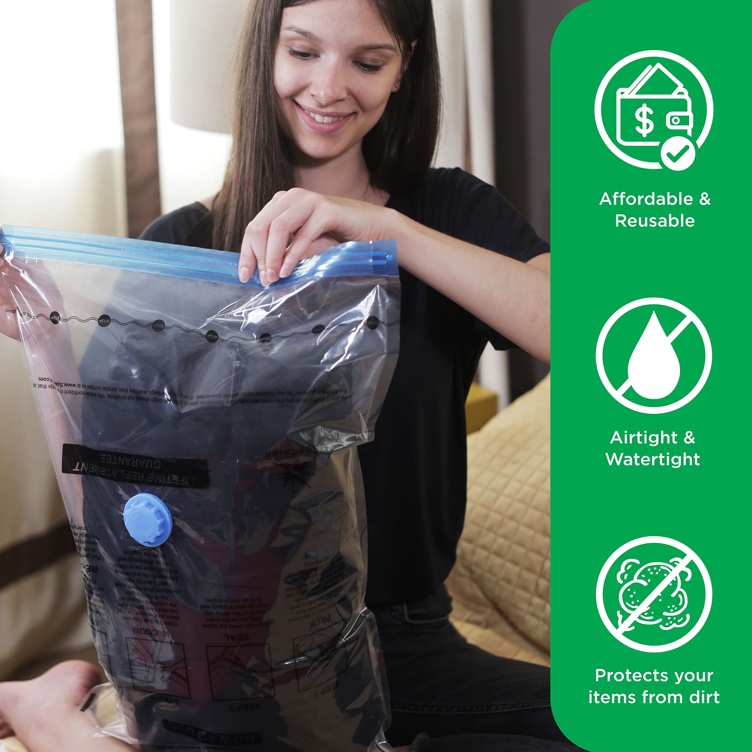 Vacuum Storage Bags 20 Pack (5 Jumbo + 5 Large + 5 Medium + 5 Small) with Hand Pump - Reusable Space Saver for Clothes, Bedding, Blankets, Pillows | Perfect for Travel, Moving, Seasonal Storage & Home Organization