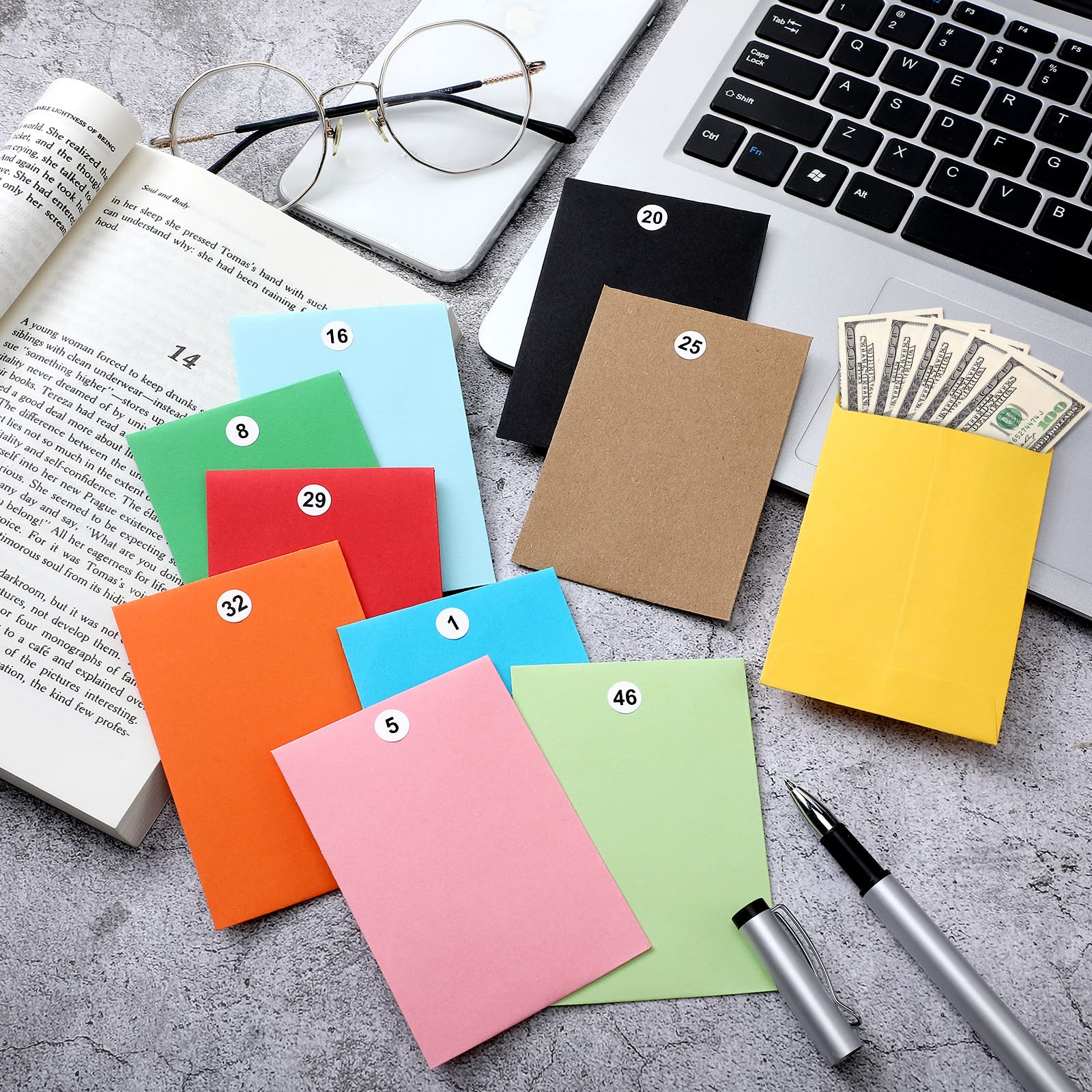 100-Pack 4x3 Inch Cash Envelopes for Budgeting - Money Saving Challenge Envelopes with Stickers for Coins, Checks & Gift Cards - Home & Office Organization (Multicolor) | Perfect for Dave Ramsey Budget System, Cash Stuffing & Financial Planning