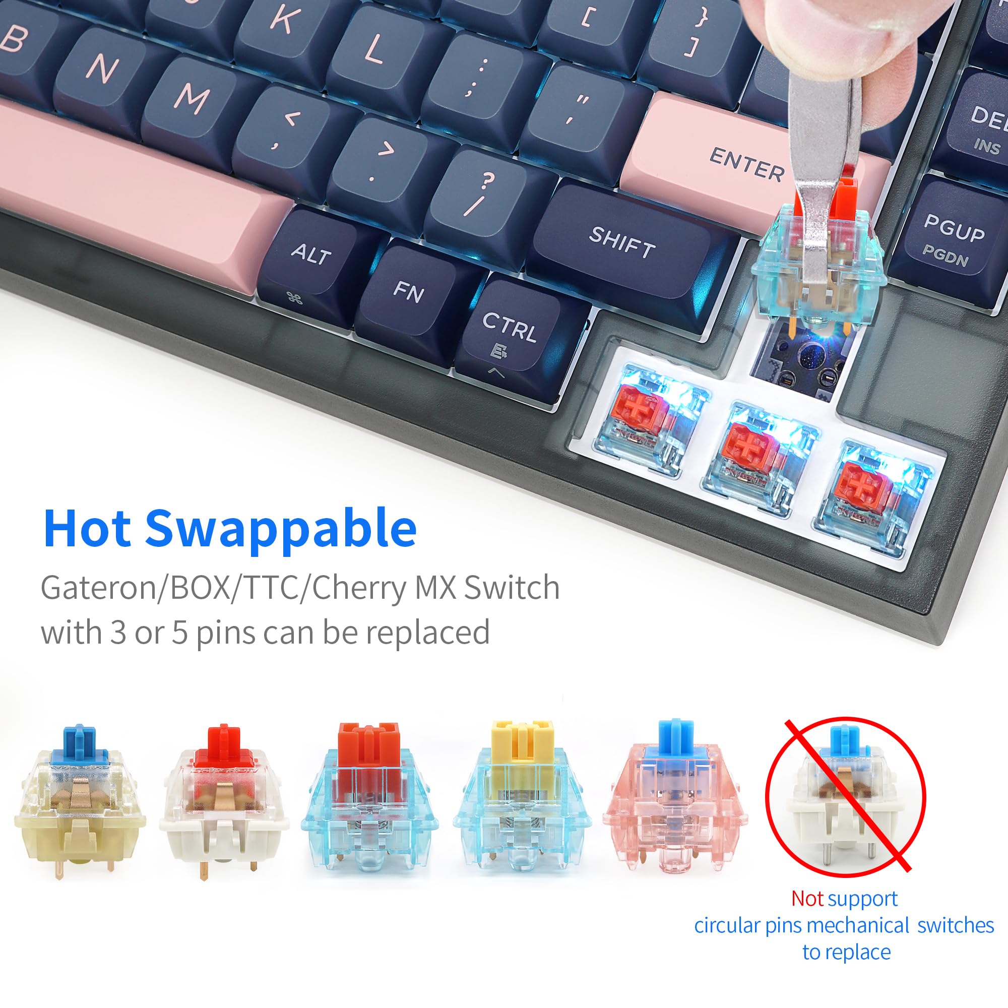 GK75 RGB Gaming Keyboard - Hot Swappable Gateron Yellow Switches, PBT Keycaps for Win/Mac - Perfect for Esports & Typing