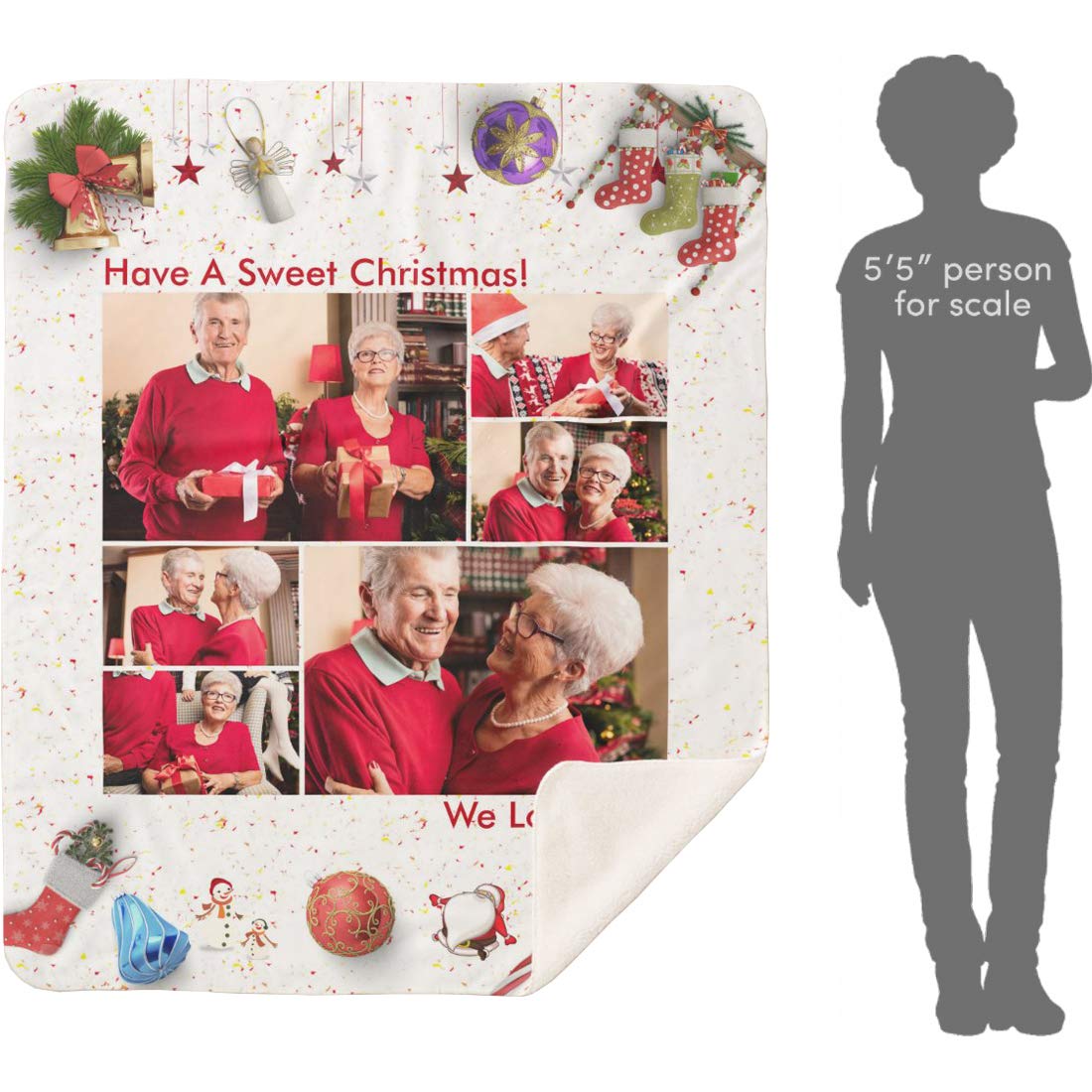 Personalized Christmas Throw Blanket - Custom Photo & Name Blanket with Family Quotes - Sherpa Fleece 50