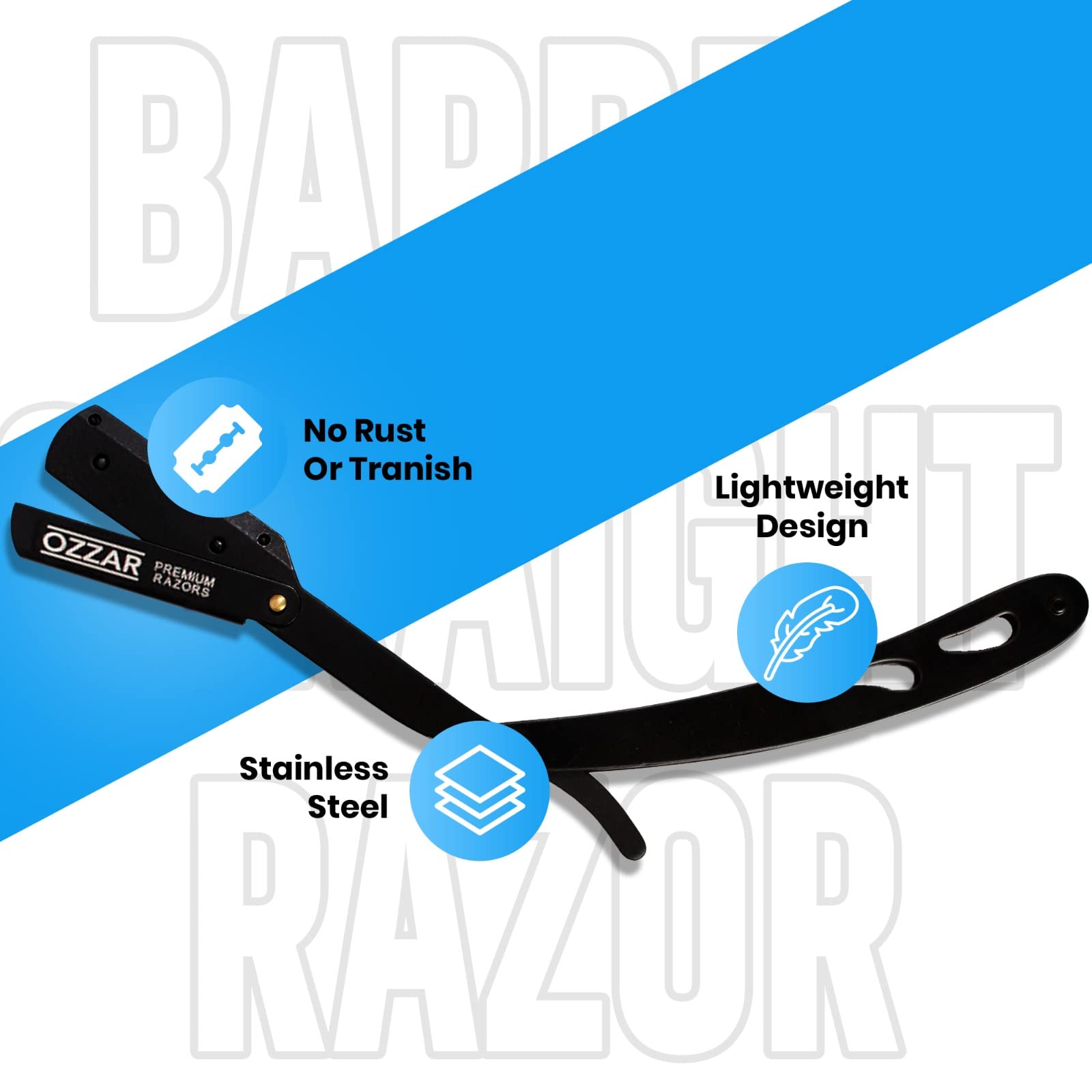 Professional Barber Straight Edge Razor - 100% Stainless Steel Shaving Razor with 10 Derby Premium Blades - Barber Approved Men's Straight Razor for Precision Shaving & Grooming - Perfect for Home Use, Barbershops & Gift Giving (Manhattan)
