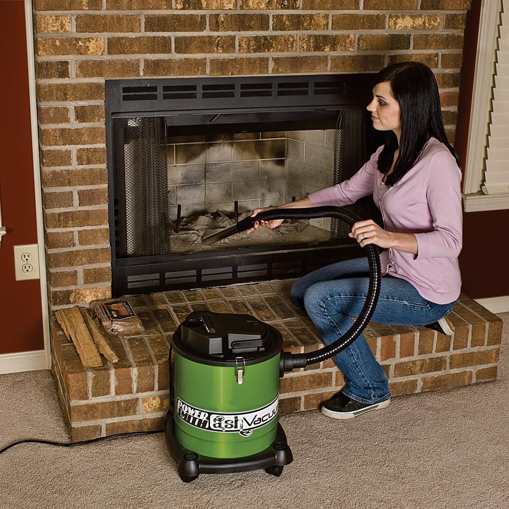 PowerSmith PAVC101 10 Amp Ash Vacuum Cleaner - Lightweight & Powerful for Fireplace, Wood Stove & Grill - Green/Black Design for Home & Outdoor Use