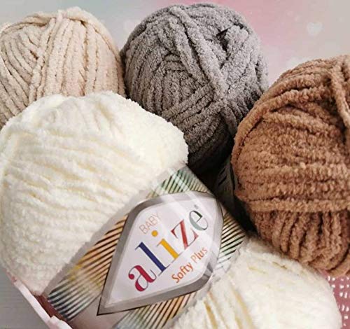 Alize Softy Plus Acrylic Knitting Yarn - 9 Balls (9 skn) for Baby Clothes & Accessories | Ultra Soft Baby Yarn for Knitting, Crochet, Blankets & DIY Crafts