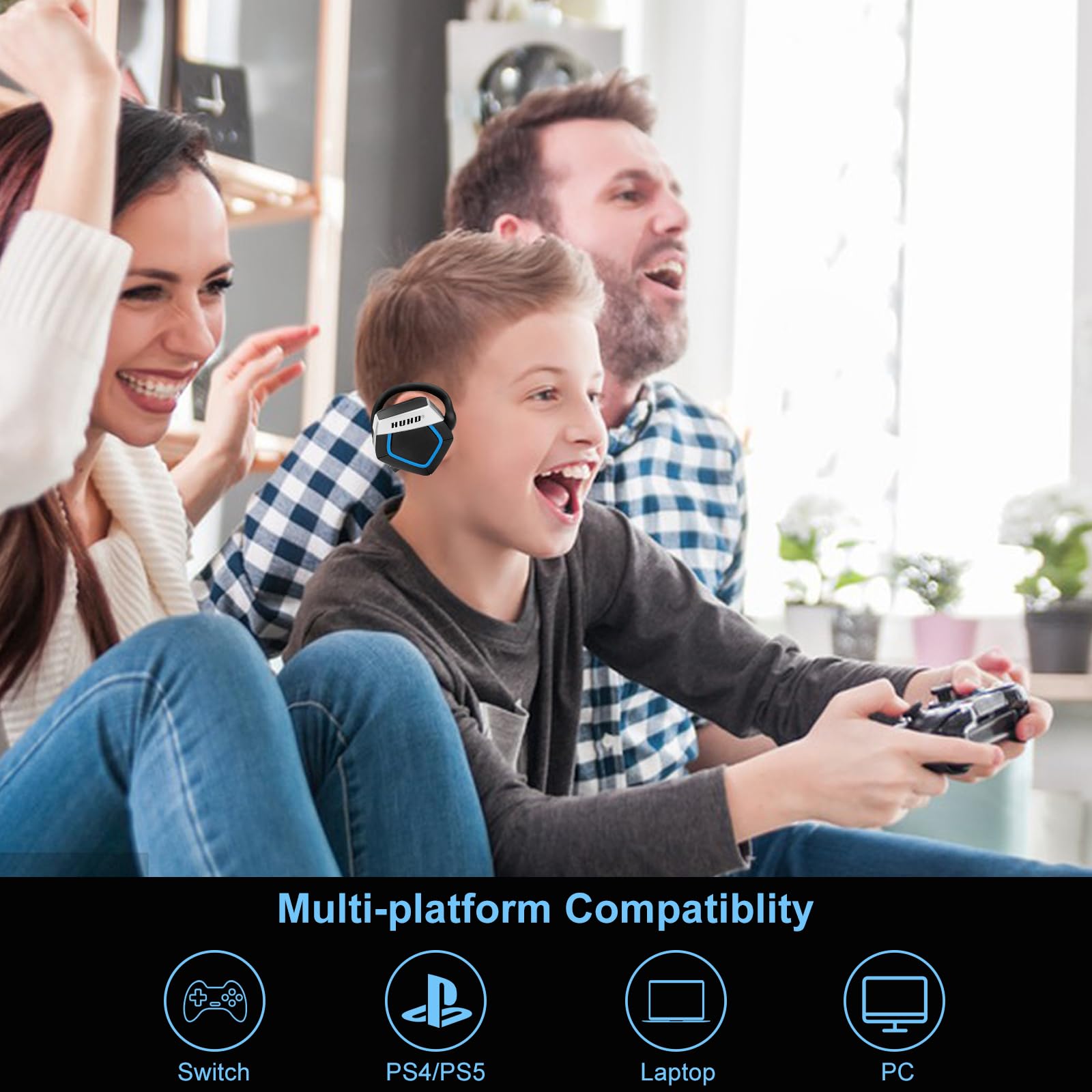 **Wireless Gaming Headset for PS5, PS4, PC, Nintendo Switch - Detachable & Adjustable Microphone, Foldable Design - Perfect for Online Gaming, Streaming, and Virtual Meetings**