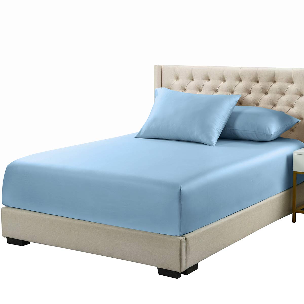 Royal Hotel Bamboo Viscose Fitted Sheet - Hypoallergenic, Cool & Breathable, Silky Soft 100% Bamboo-Derived Viscose - Queen Size, Blue | Perfect for Hot Sleepers & Allergy Sufferers