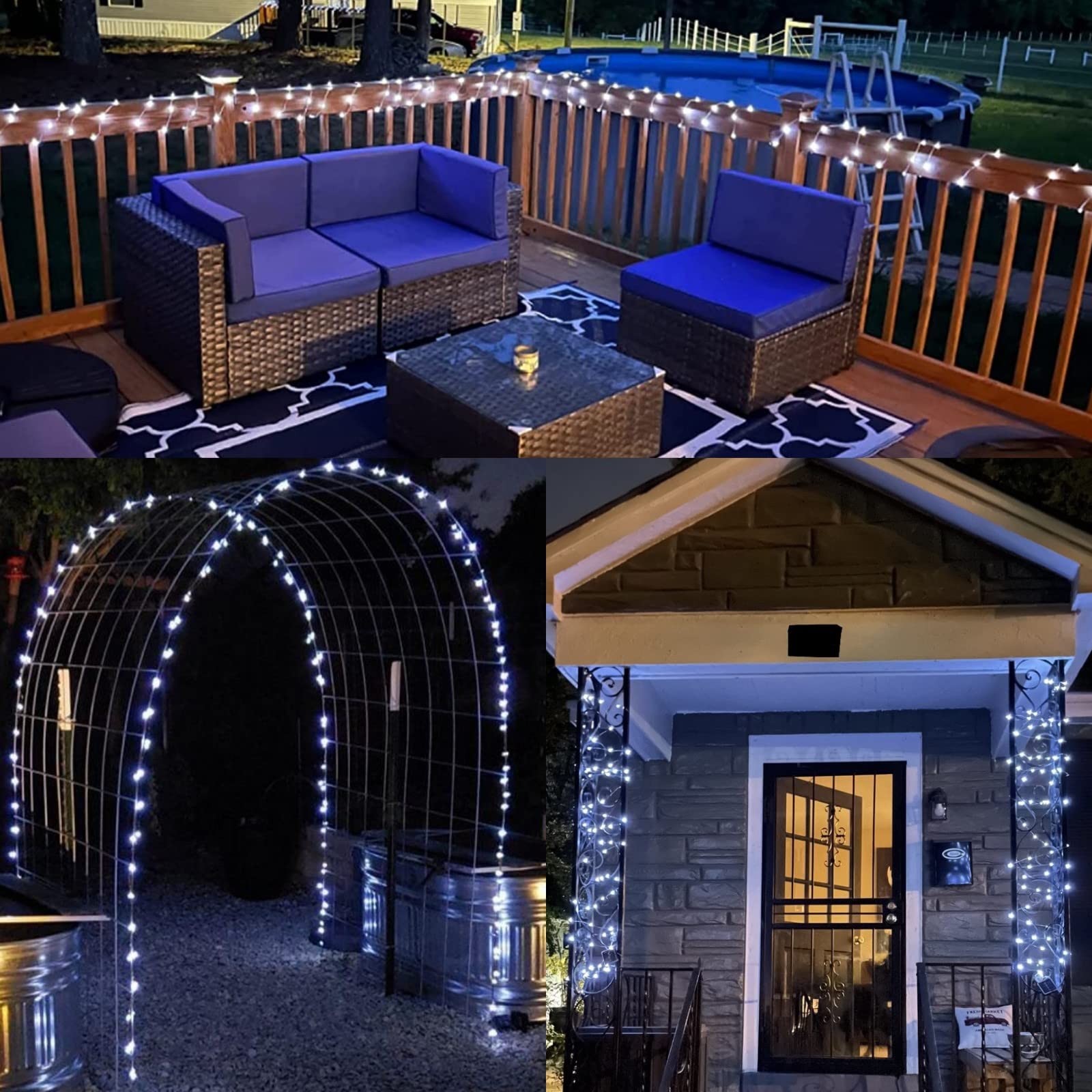 YEGUO 4 Pack 33ft 100 LED Solar Fairy Lights Outdoor Waterproof, White Twinkle String Lights with 8 Modes & Silver Wire - Perfect for Garden, Patio, Wedding, and Party Decorations