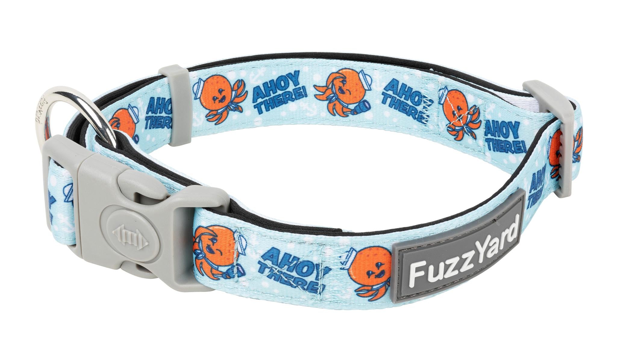 FuzzYard Ahoy There! Nautical Dog Collar - Adjustable Pet Collar with Boat Anchor Design for Small Medium Large Dogs - Perfect for Beach Walks, Boating & Summer Adventures