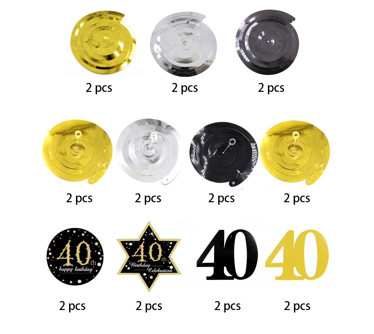 40th Birthday Party Decorations Set - Cheers & Beers to 40 Years Banner, Gold & Black Hanging Swirls, Paper Pom Poms & Latex Balloons for Adult Milestone Celebration - Perfect for Home, Bar or Surprise Party Decor