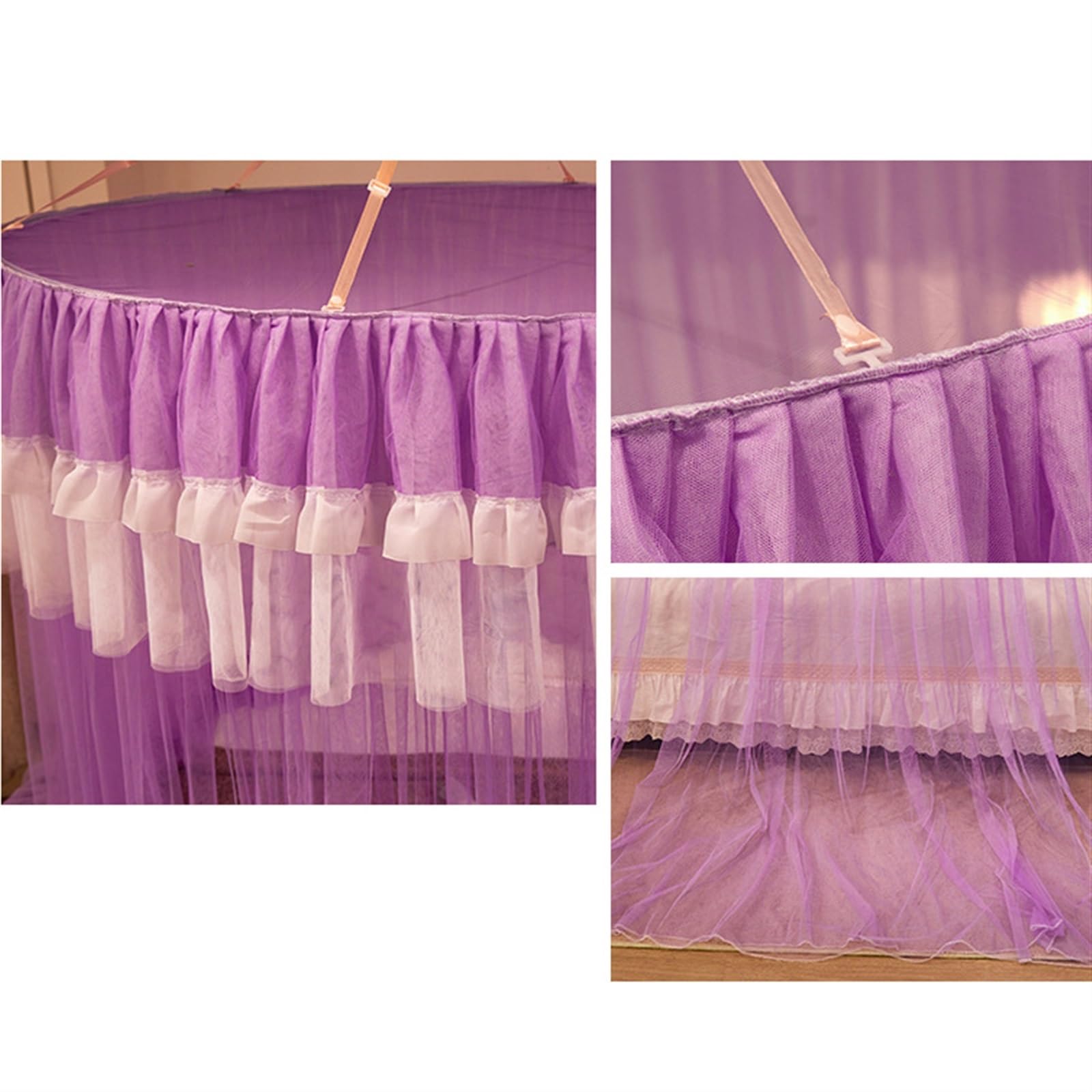 Elegant Purple Princess Bed Canopy - DAGIN Dome Mosquito Net for Girls' Beds, Hanging Bed Tent for Indoor/Outdoor Use - Perfect for Bedroom Decor, Camping & Nursery Protection