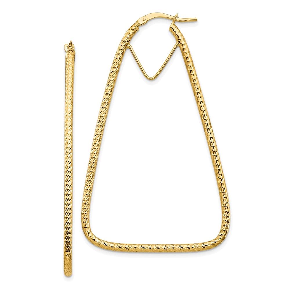 14K Gold Polished & Diamond-Cut Double Triangle Hoop Earrings for Women | Elegant Dangle Earrings for Parties, Weddings & Everyday Wear