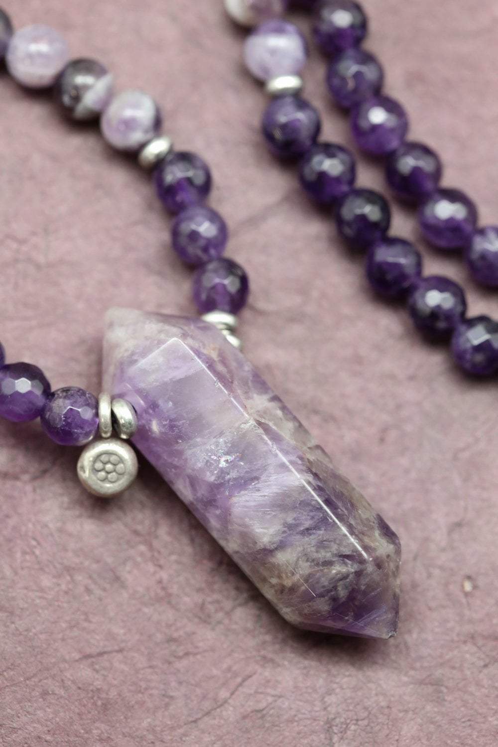 Natural Amethyst Chakra Healing Mala Beads - Meditation, Yoga & Spiritual Energy Balancing Jewelry for Stress Relief & Positive Vibes