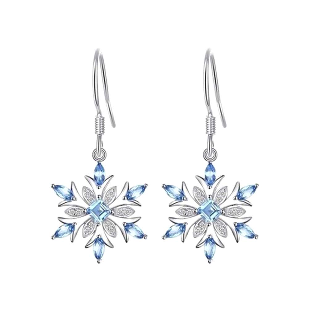 Fashion Stud Drop Dangle Earrings for Women - Faux Sapphire Snowflake Hook Earrings Set, Wedding Jewelry Gift for Her, Perfect for Parties, Date Nights & Special Occasions