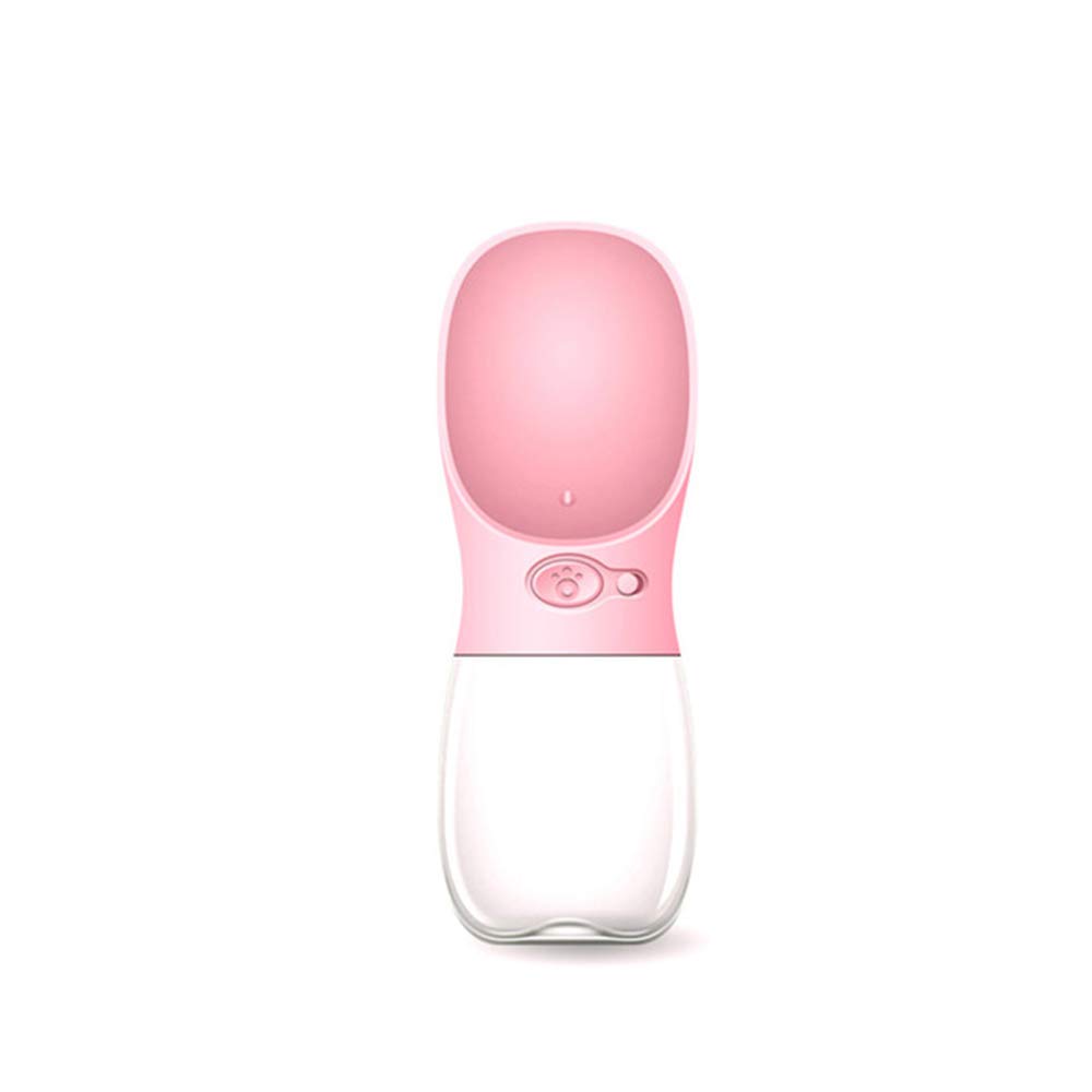 Portable Dog Water Bottle with Bowl - 350ml Leak-Proof Pet Travel Water Dispenser for Dogs & Cats - Ideal for Outdoor Walking, Hiking, and Travel - Pink