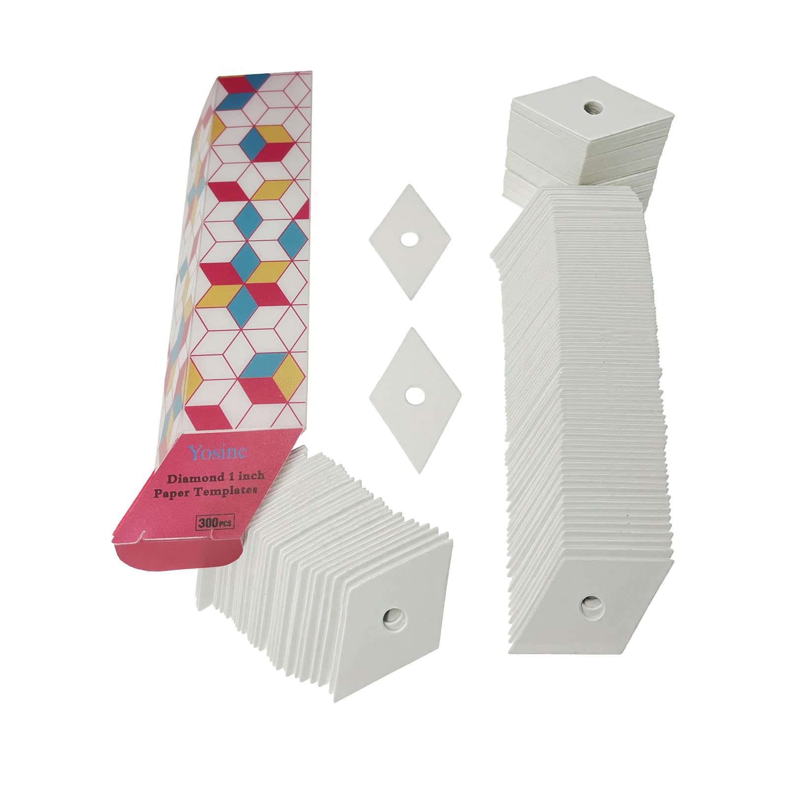 300pcs 1 Inch Diamond 60 Degrees Paper Piecing Templates for Quilting, DIY Sewing & Craft Projects - Perfect for English Paper Piecing, Hexagon Quilts and Patchwork Designs