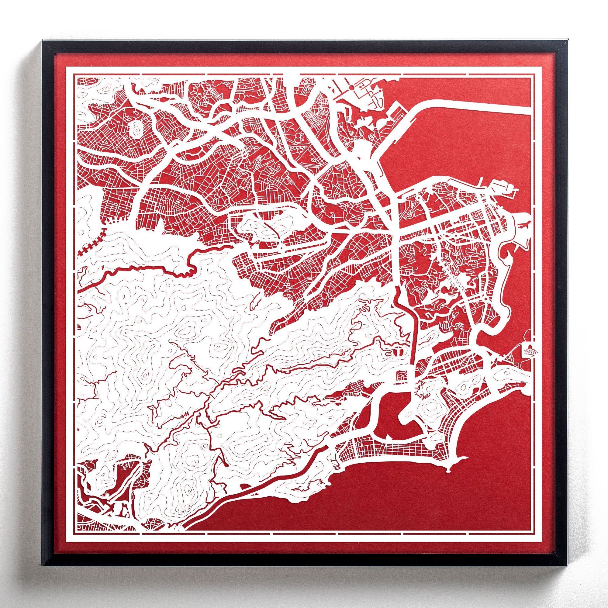 O3 Design Studio Rio de Janeiro Paper Cut Map - 12×12 Inches White Paper Art Wall Decor for Home, Office & Travel Inspiration