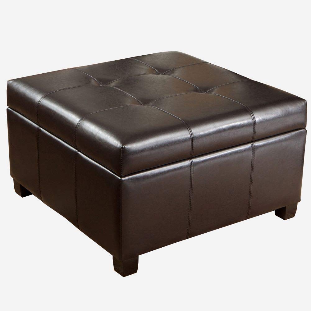 Christopher Knight Home Richmond Bonded Leather Storage Ottoman, Espresso - Stylish Footrest & Hidden Storage for Living Room, Bedroom & Office